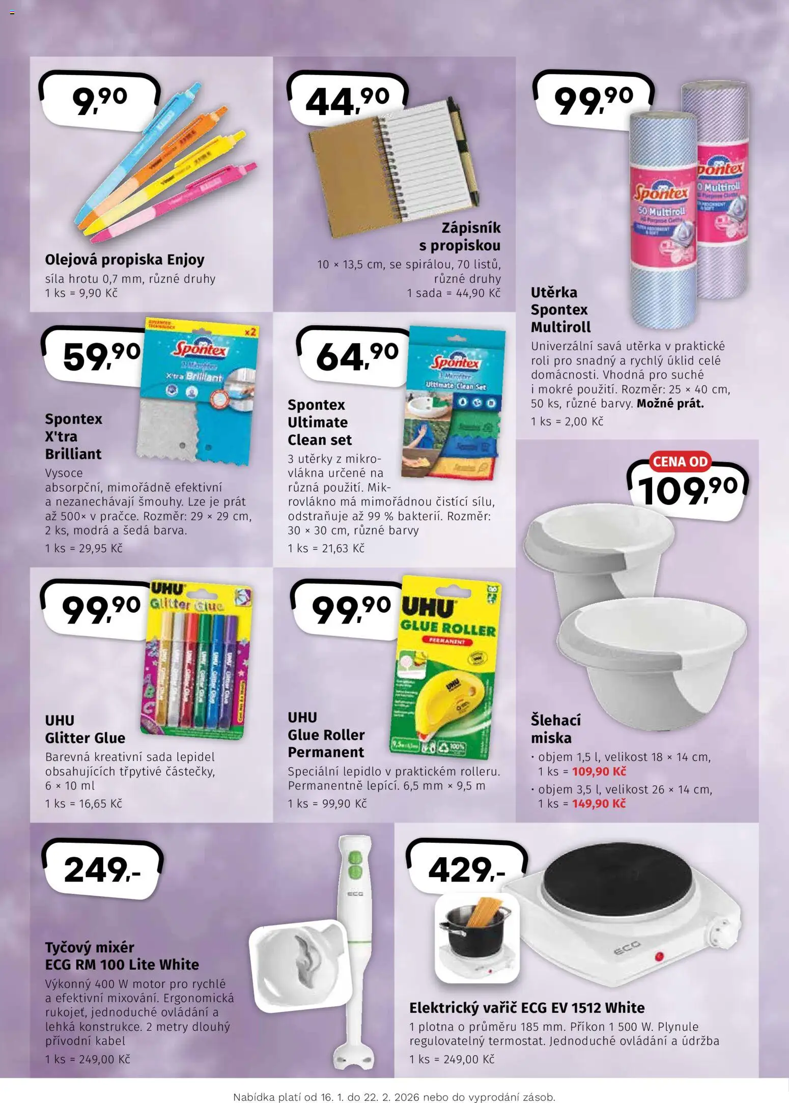 Coop leták - Hity od 16.01.2026 | Strana: 2 | Produkty: Zápisník, Kabel, Vařič, Elektrický vařič