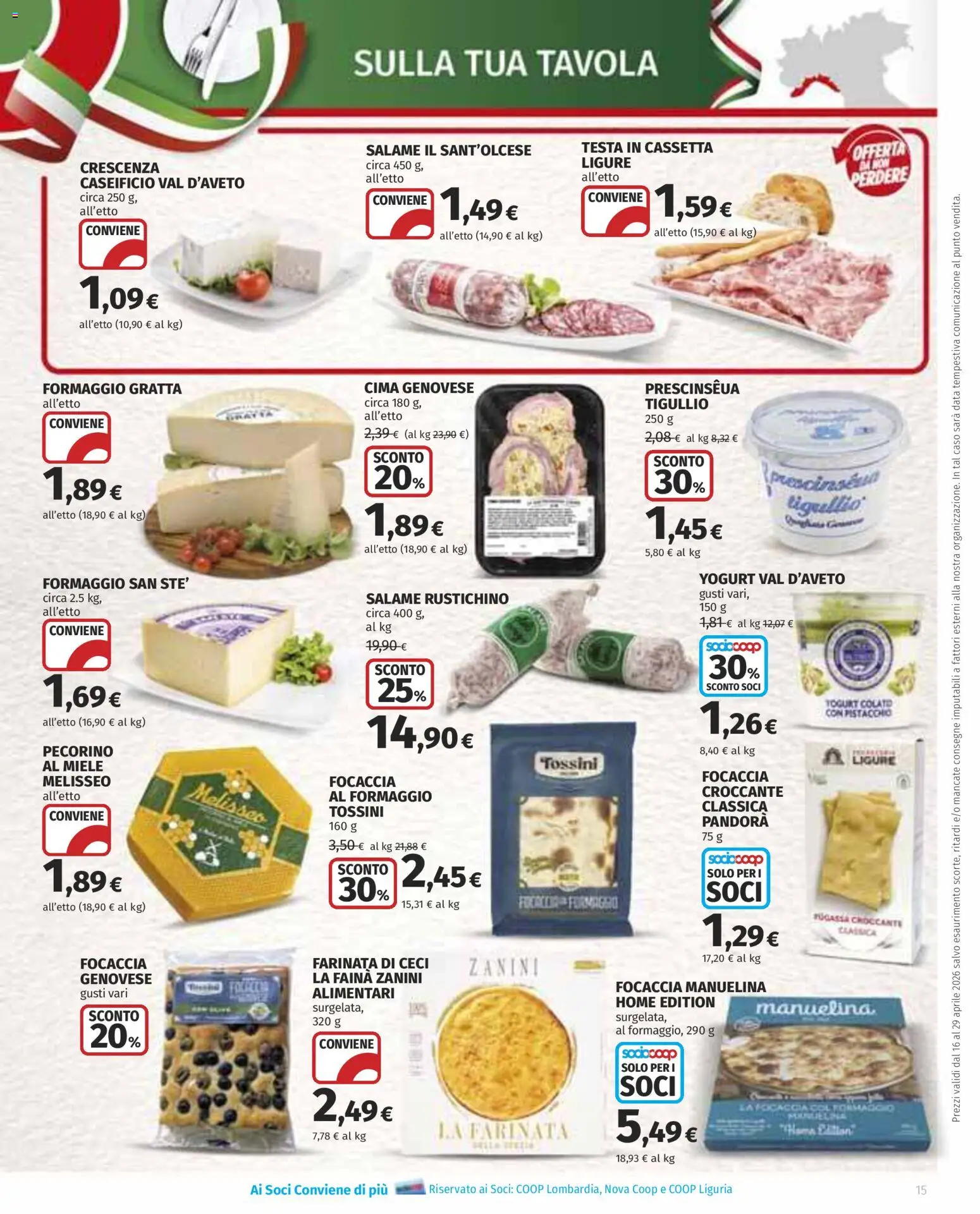 Volantino COOP del 16.04.2026 | Pagina: 15 | Prodotti: Data, Crescenza, Miele, Pecorino