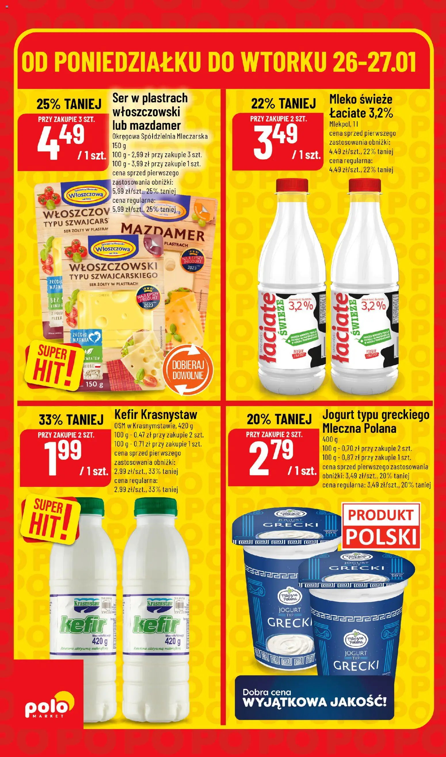 POLOmarket Gazetka - Super Hity od 26.01.2026 | Strona: 4 | Produkty: Jogurt grecki, Mleka, Ser, Jogurt