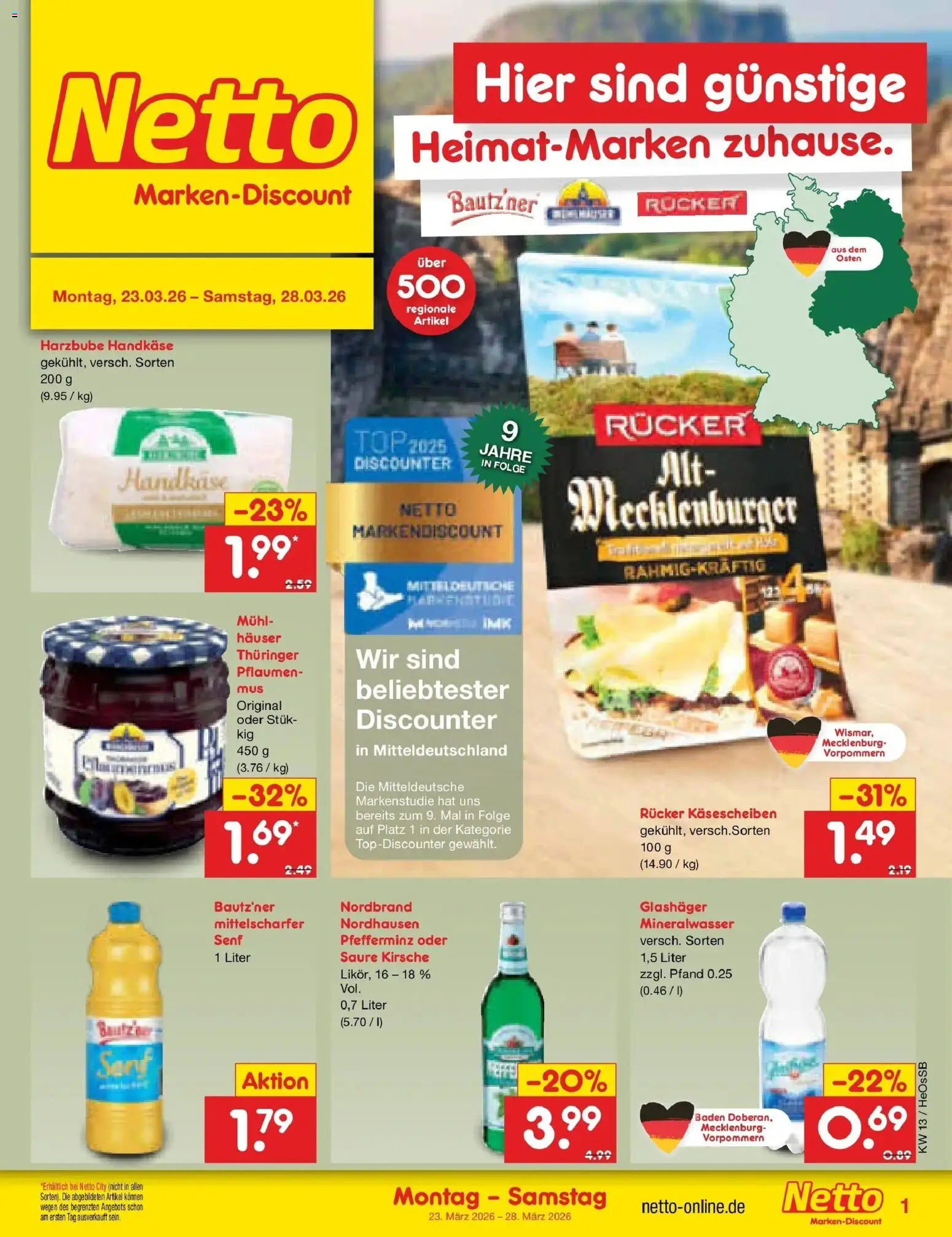Netto Marken-Discount Prospekt Kröpelin	 – gültig ab 23.03.2026 | Seite: 24 | Produkte: Top, Pflaumen, Mineralwasser