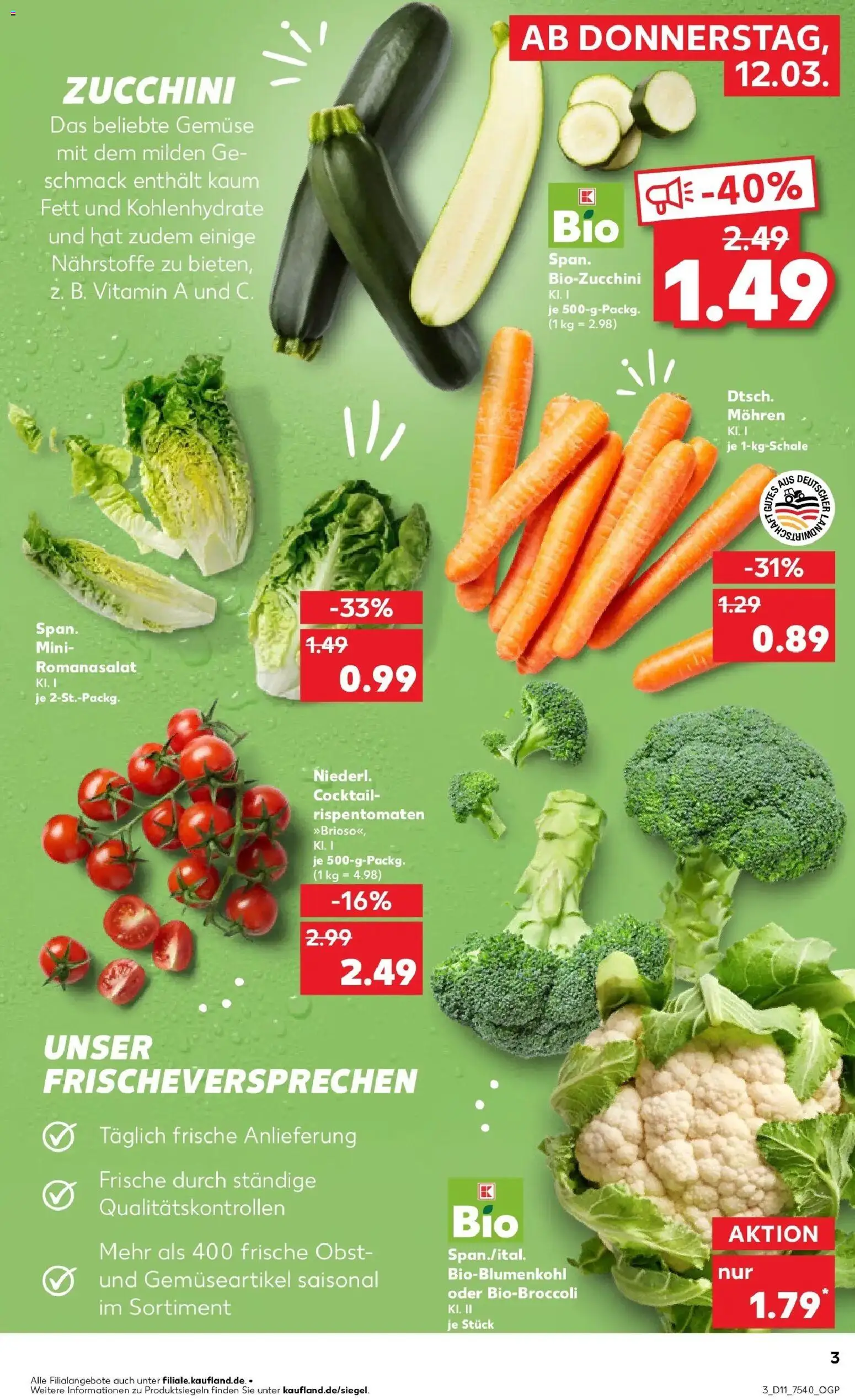 Kaufland Prospekt Görlitz	 – gültig ab 12.03.2026 | Seite: 3 | Produkte: Mohren, Gemüse, Obst, Zucchini