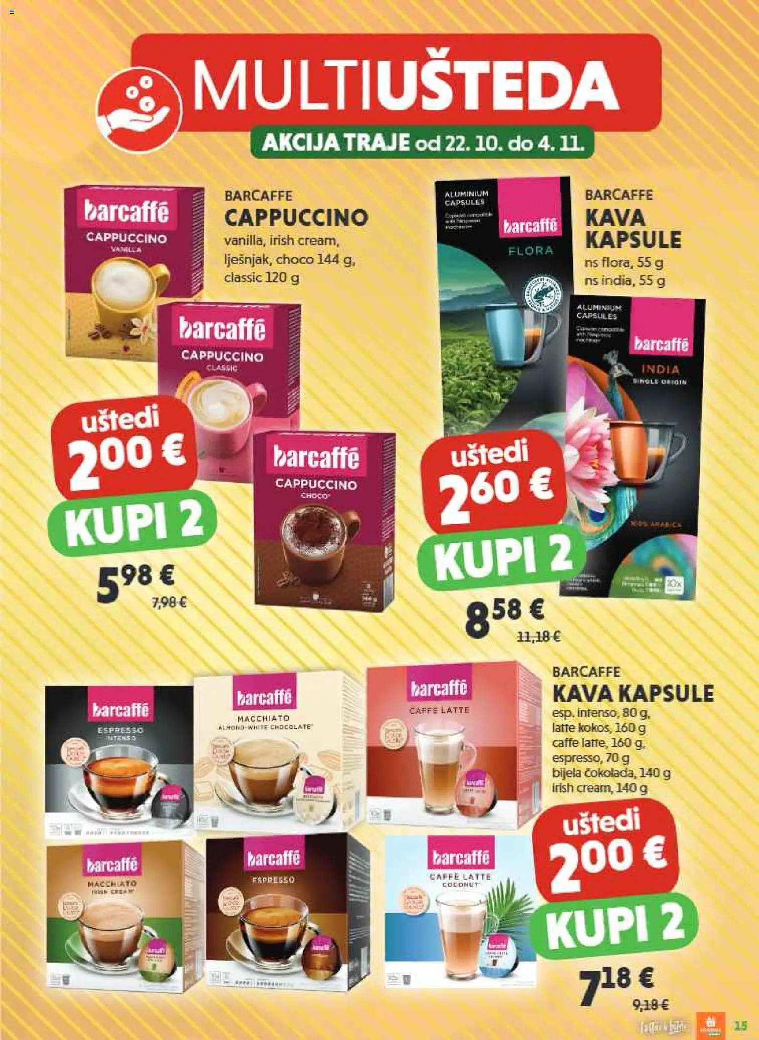 Studenac katalog | vrijedi od 22.10.2025 | Stranica: 15 | Proizvodi: Kava, Barcaffe, Cappuccino