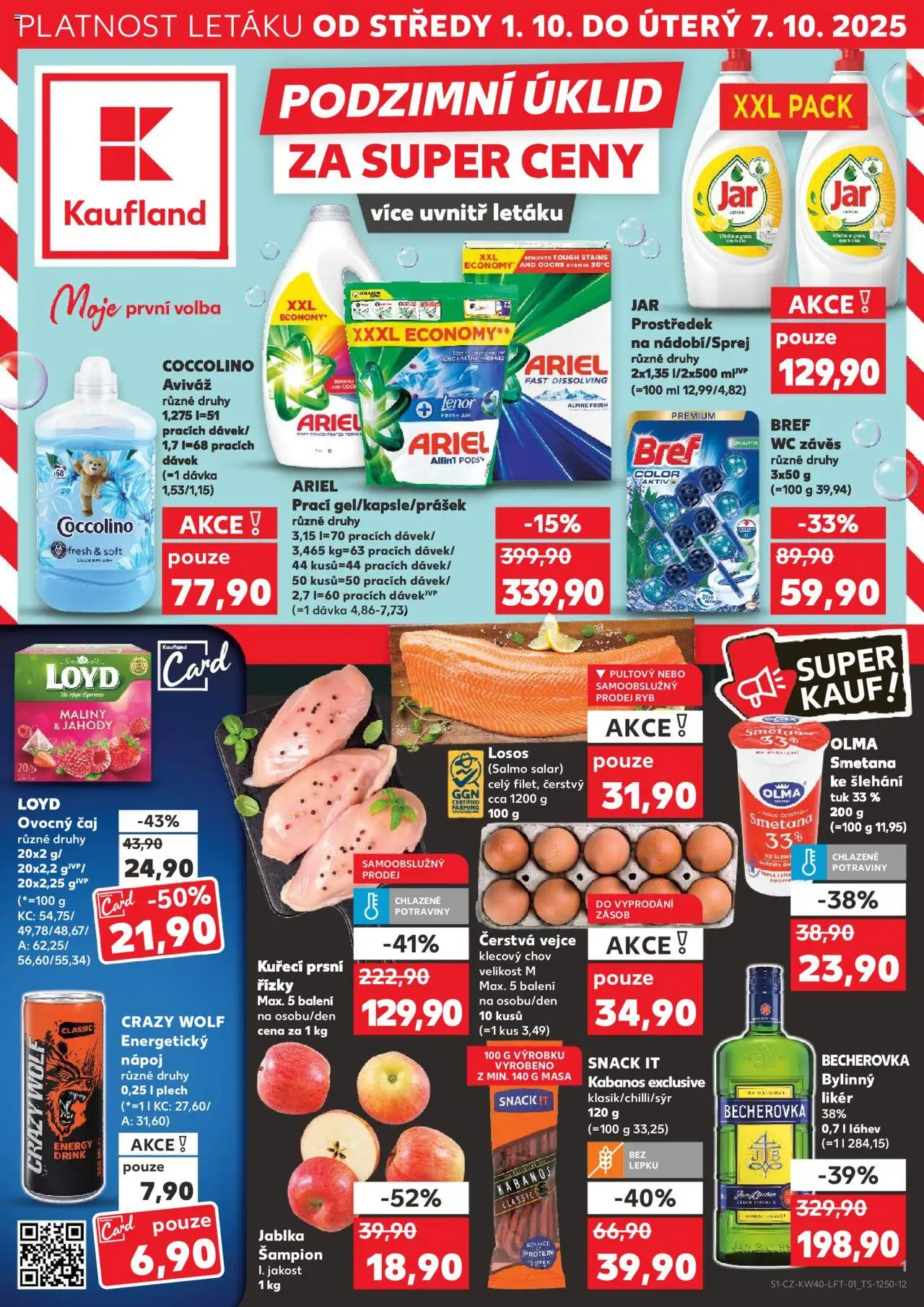 Kaufland leták od 01.10.2025 | Strana: 1 | Produkty: Závěs, Jablka, Plech, Smetana ke šlehání