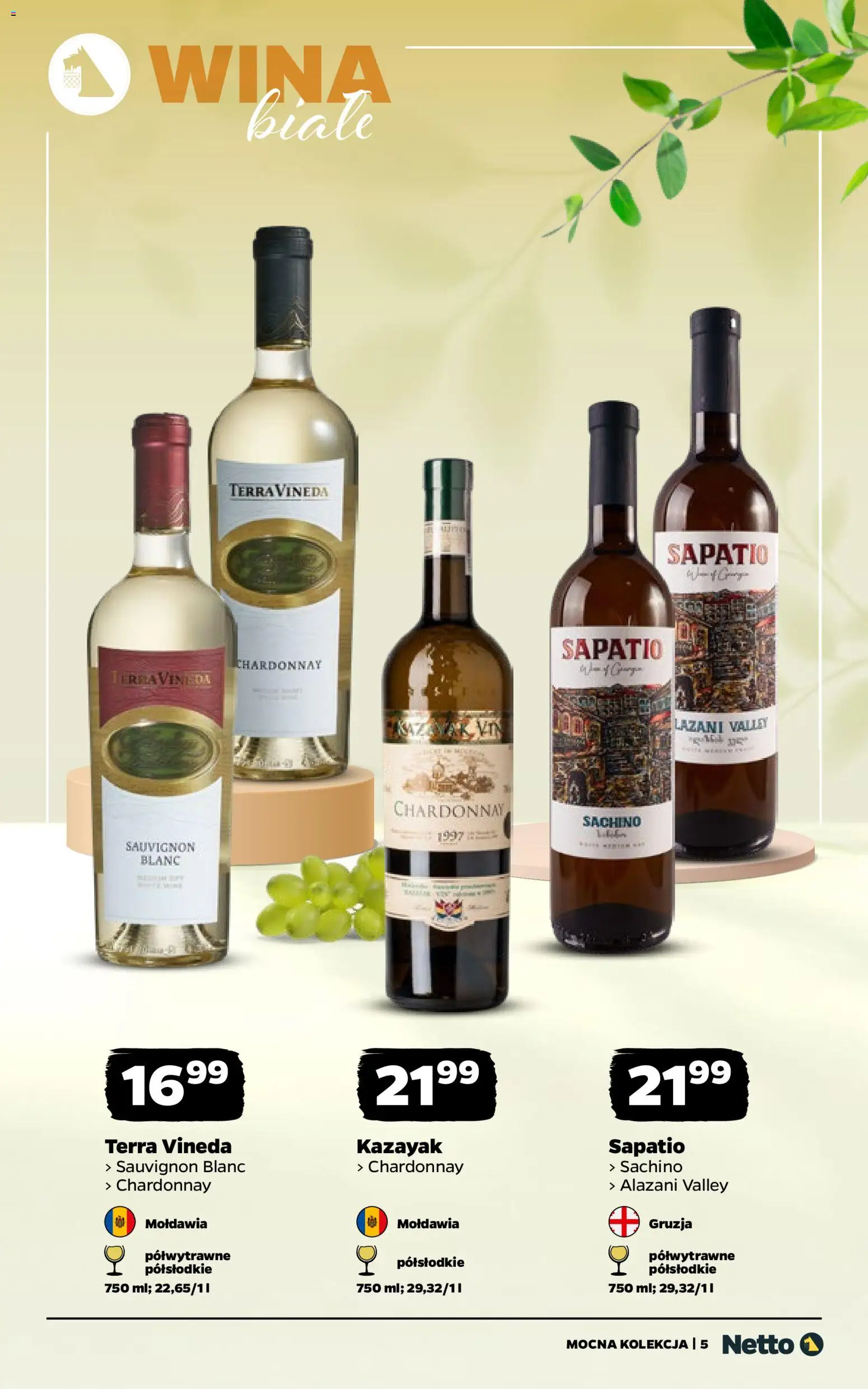 Netto gazetka - Wina od 16.03.2026 | Strona: 5 | Produkty: Alazani Valley, Chardonnay