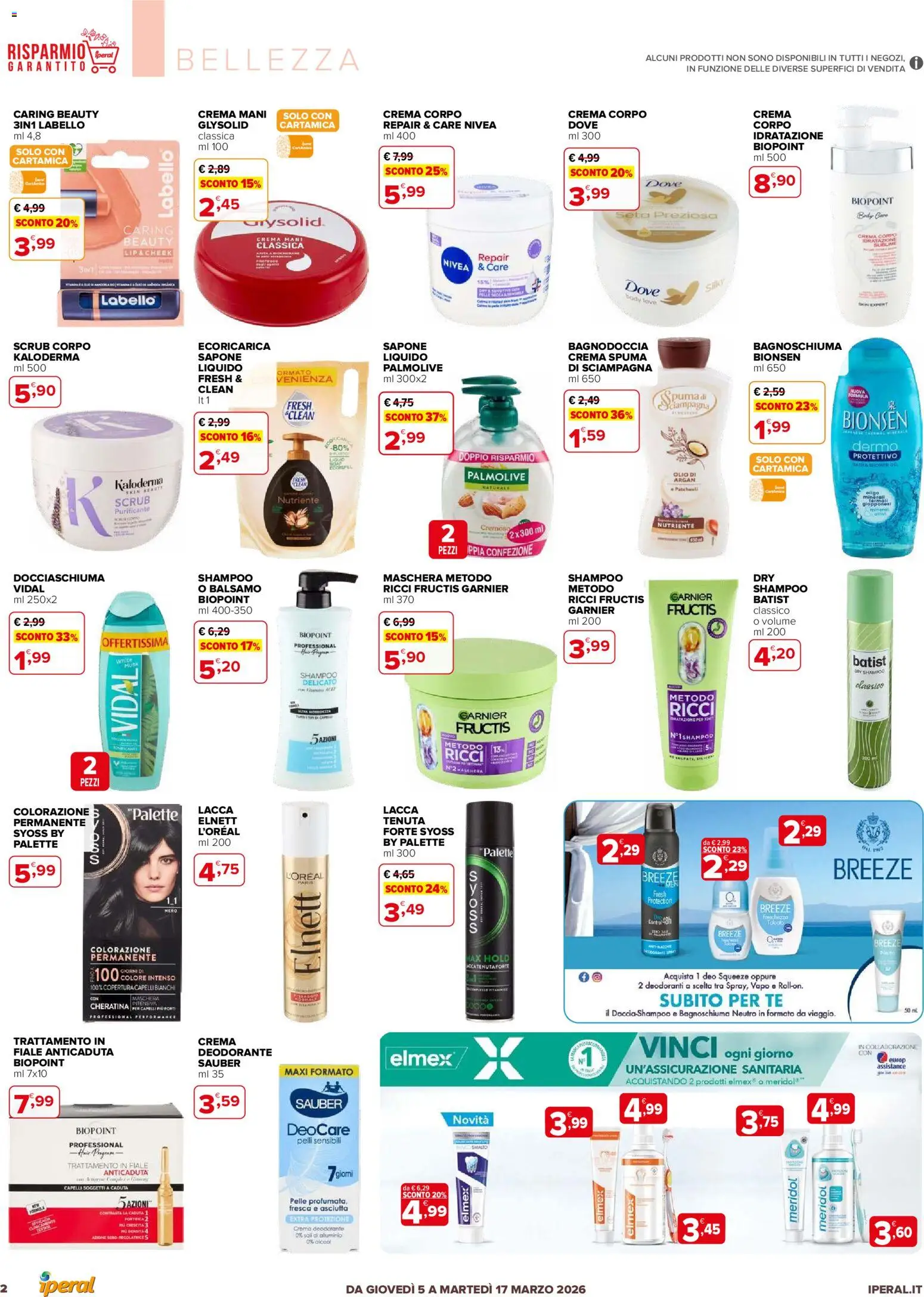 Volantino Iperal del 05.03.2026 | Pagina: 2 | Prodotti: Crema, Lacca, Deodorante, Scrub