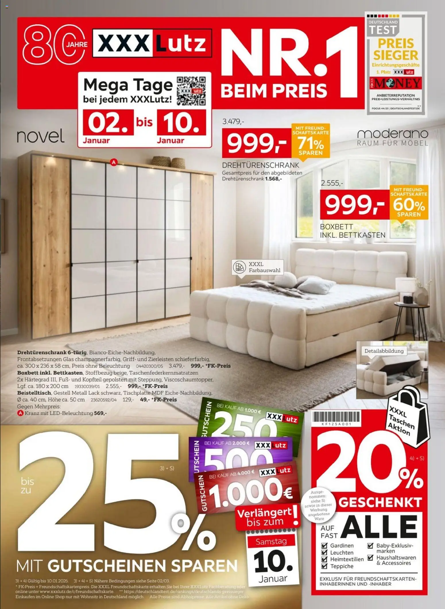 XXXL Lutz Prospekt 	 – gültig ab 02.01.2026 | Seite: 1 | Produkte: Drehtürenschrank