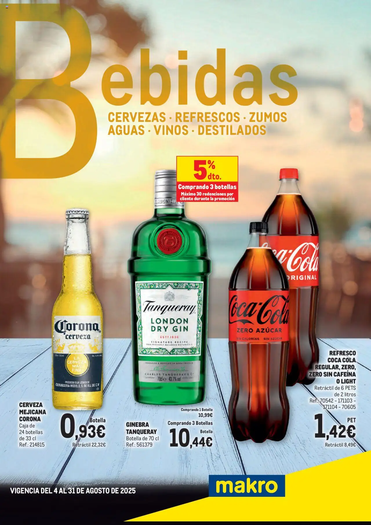 Makro - Bebidas Especial Verano Canarias │ válido desde el 04.08.2025 | Página: 1 | Productos: Cerveza, Ginebra, Caja