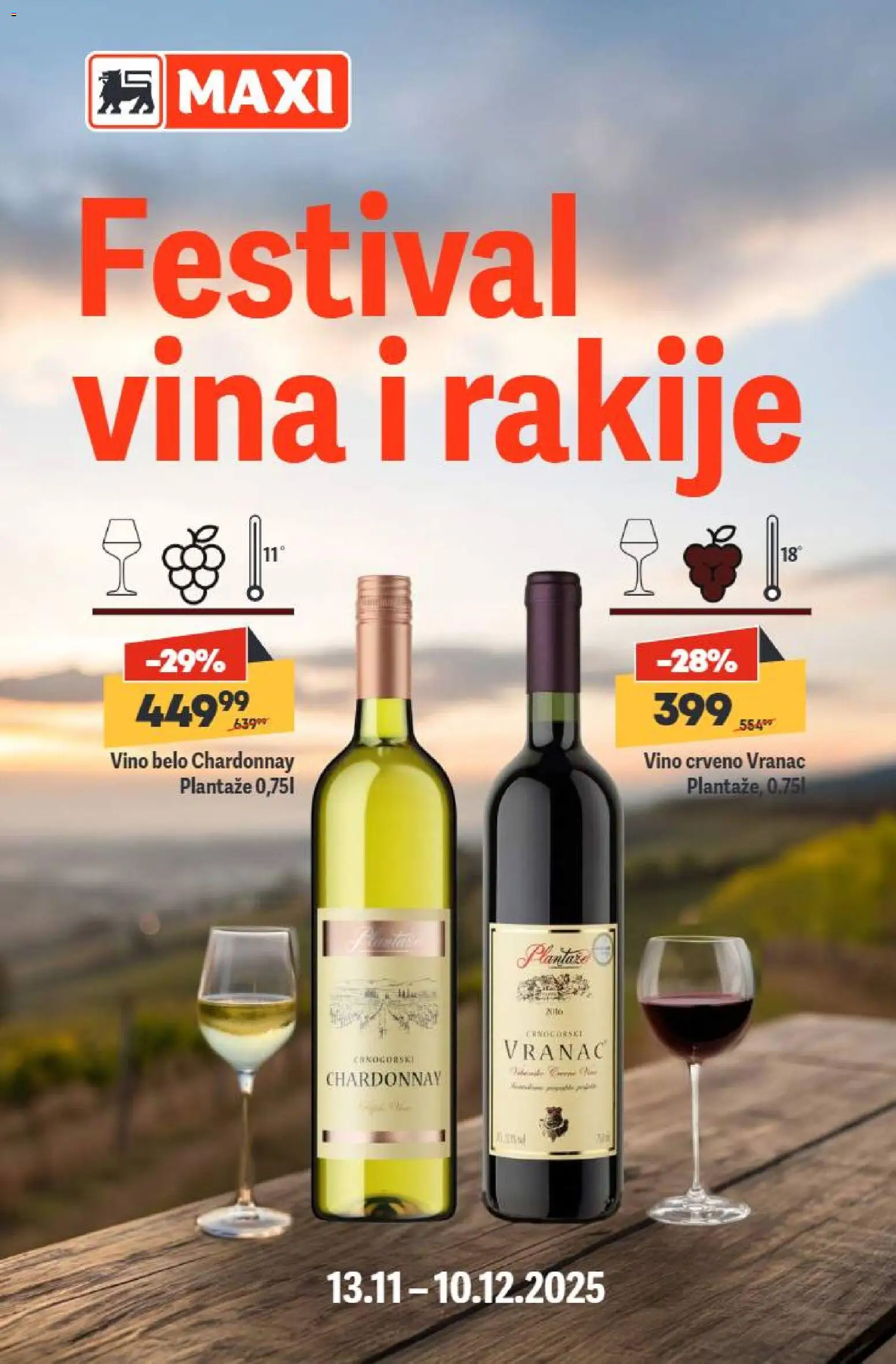 Maxi katalog - važi od 13.11.2025 | Strana: 1 | Proizvode: Chardonnay, Vranac, Vino