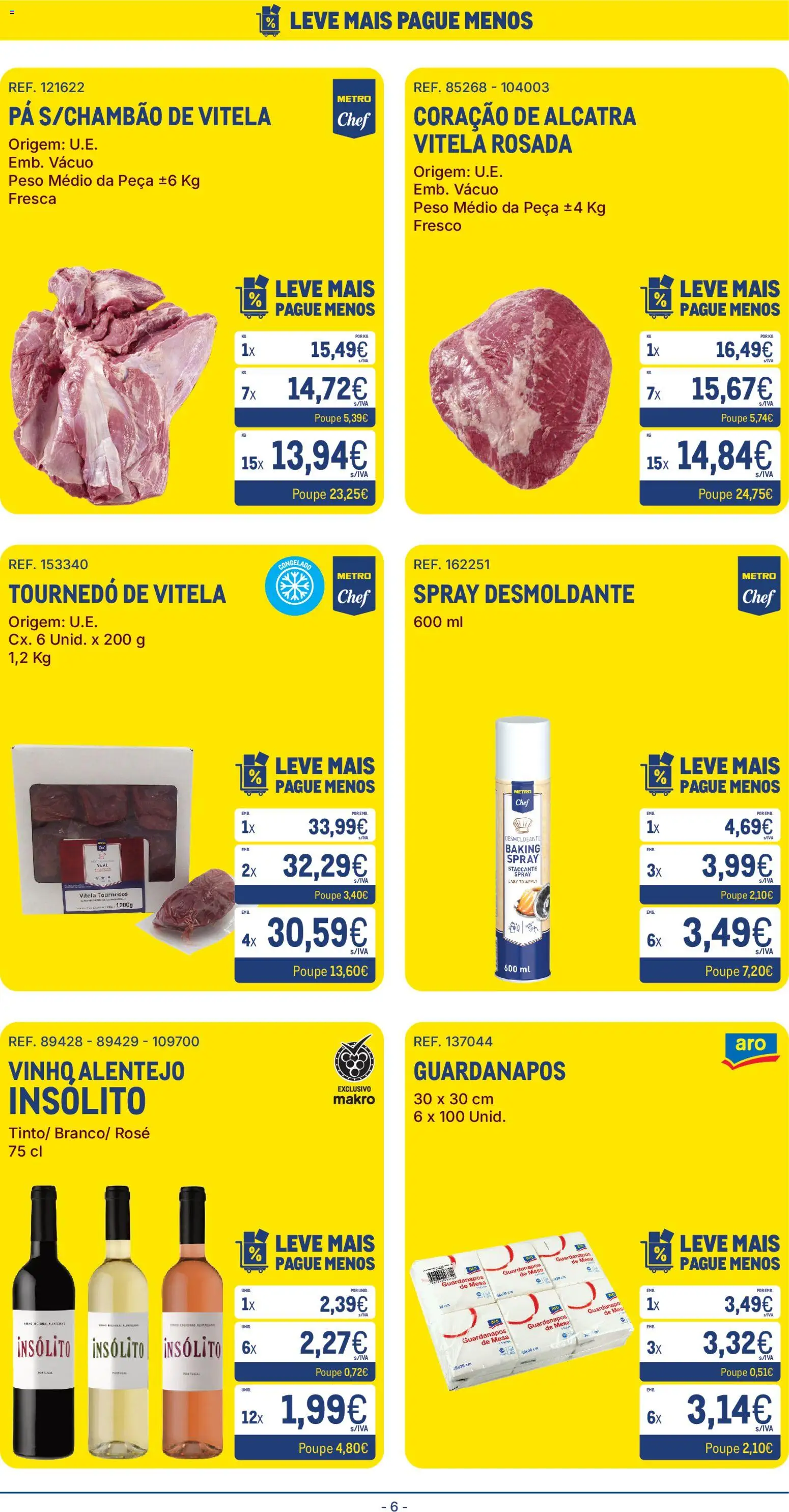 Makro folheto │ válido de 17.03.2026 | Página: 6 | Produtos: Vitela, Guardanapos, Vinho, Pá
