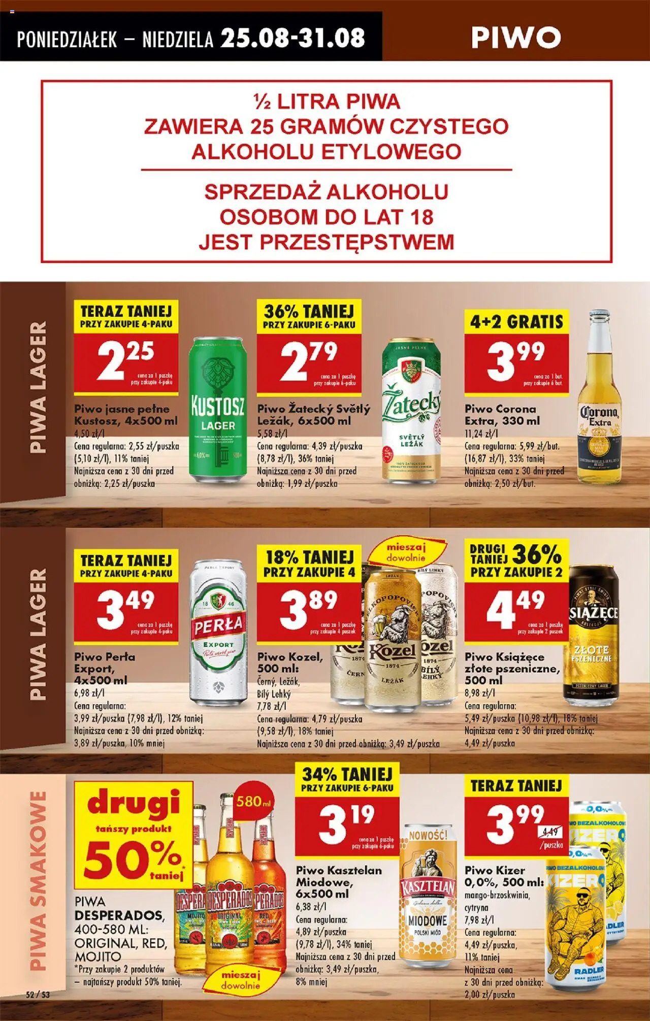 Biedronka gazetka od 25.08.2025 | Strona: 68 | Produkty: Miód, Leżak, Piwo perła, Piwo