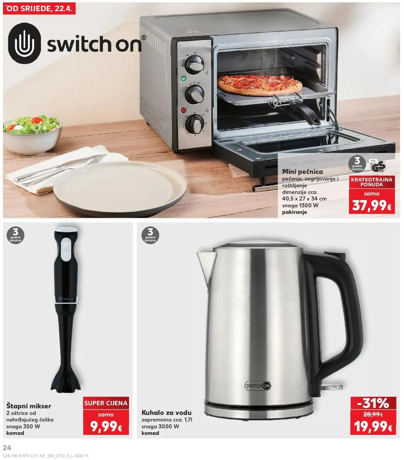 Kaufland katalog | vrijedi od 22.04.2026 | Stranica: 24 | Proizvodi: Kuhalo za vodu, Štapni mikser, Blender, Pećnica