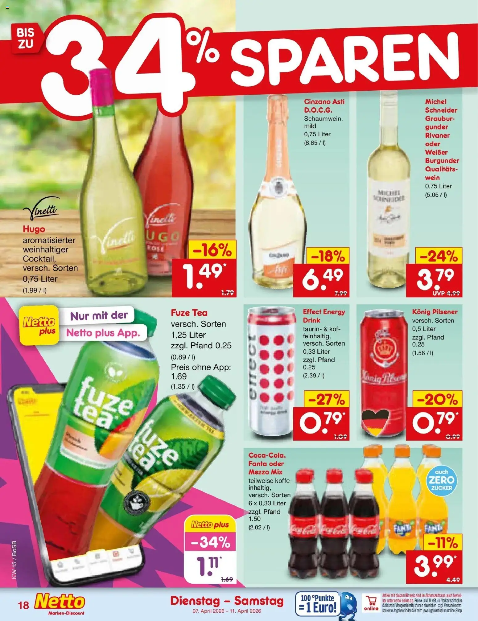 Netto Marken-Discount Prospekt Stadtlohn	 – gültig ab 05.04.2026 | Seite: 20 | Produkte: Fuze tea, Fanta, Oder mezzo mix, Hugo