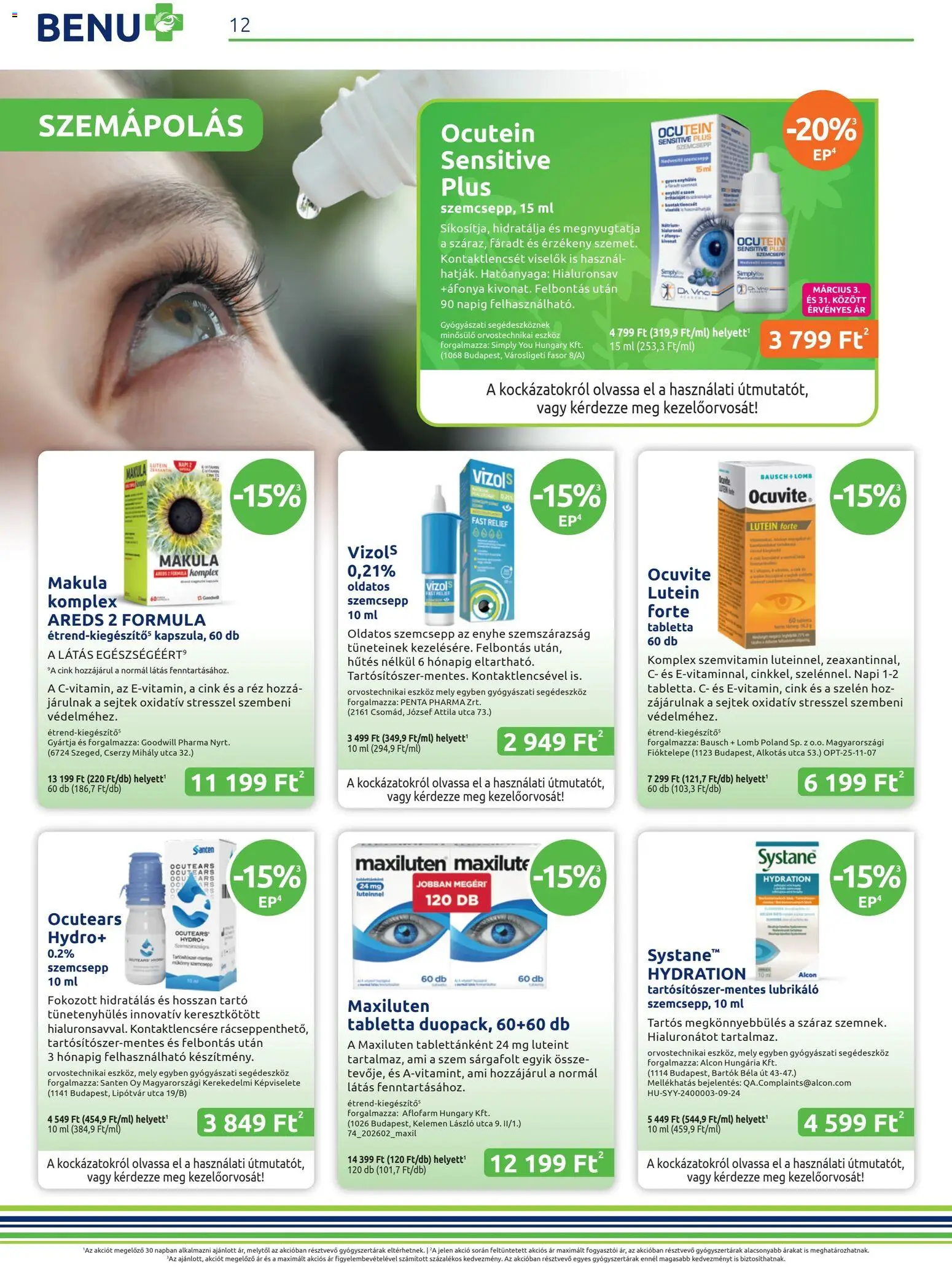 BENU Gyógyszertárak akciós ujság - amely érvényes a következő dátumtól: 01.03.2026 | Oldal: 12 | Termékek: Áfonya