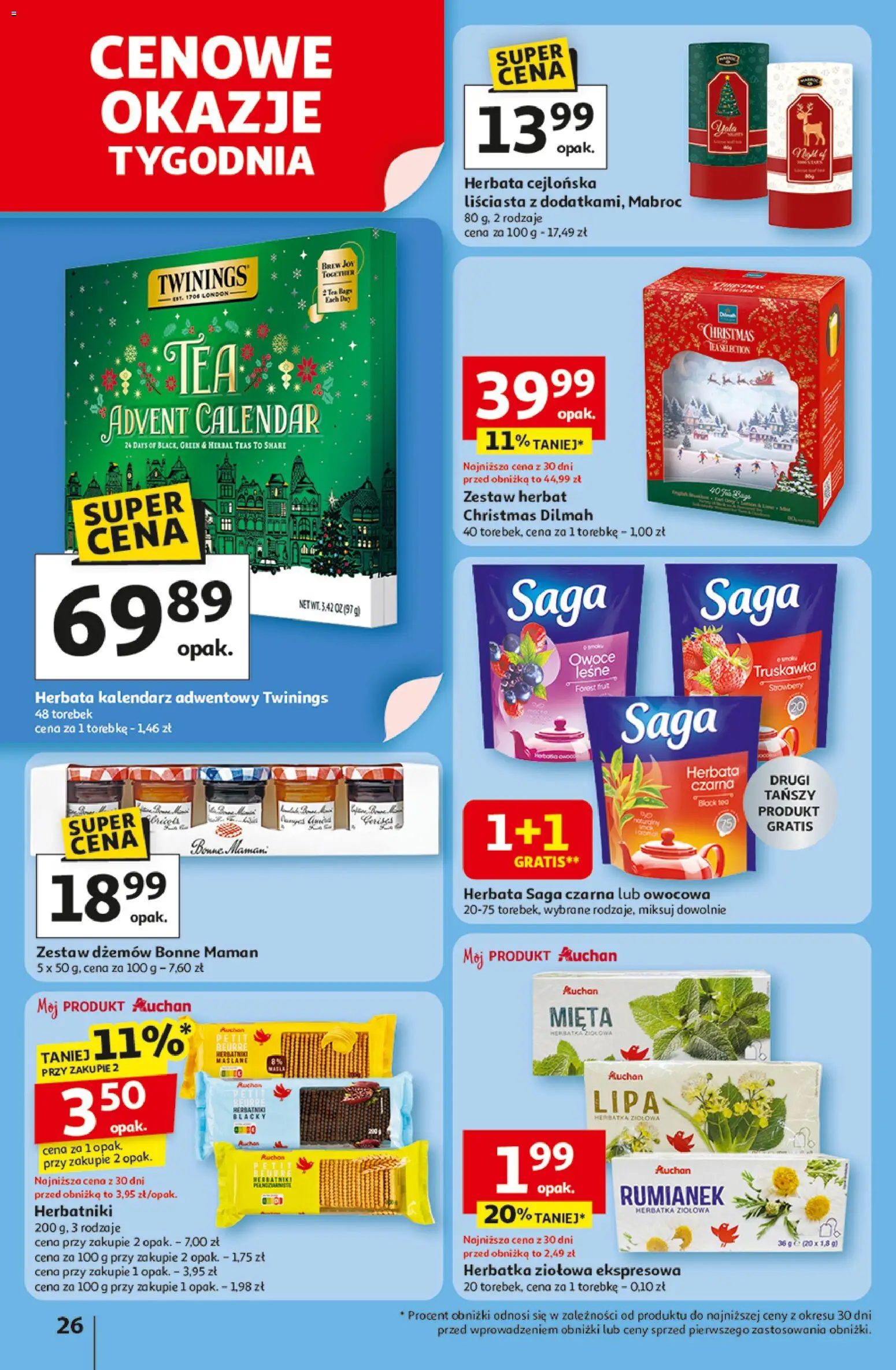 Auchan Black Friday od 06.11.2025 | Strona: 26 | Produkty: Kalendarz adwentowy, Kalendarz, Mięta, Owoce