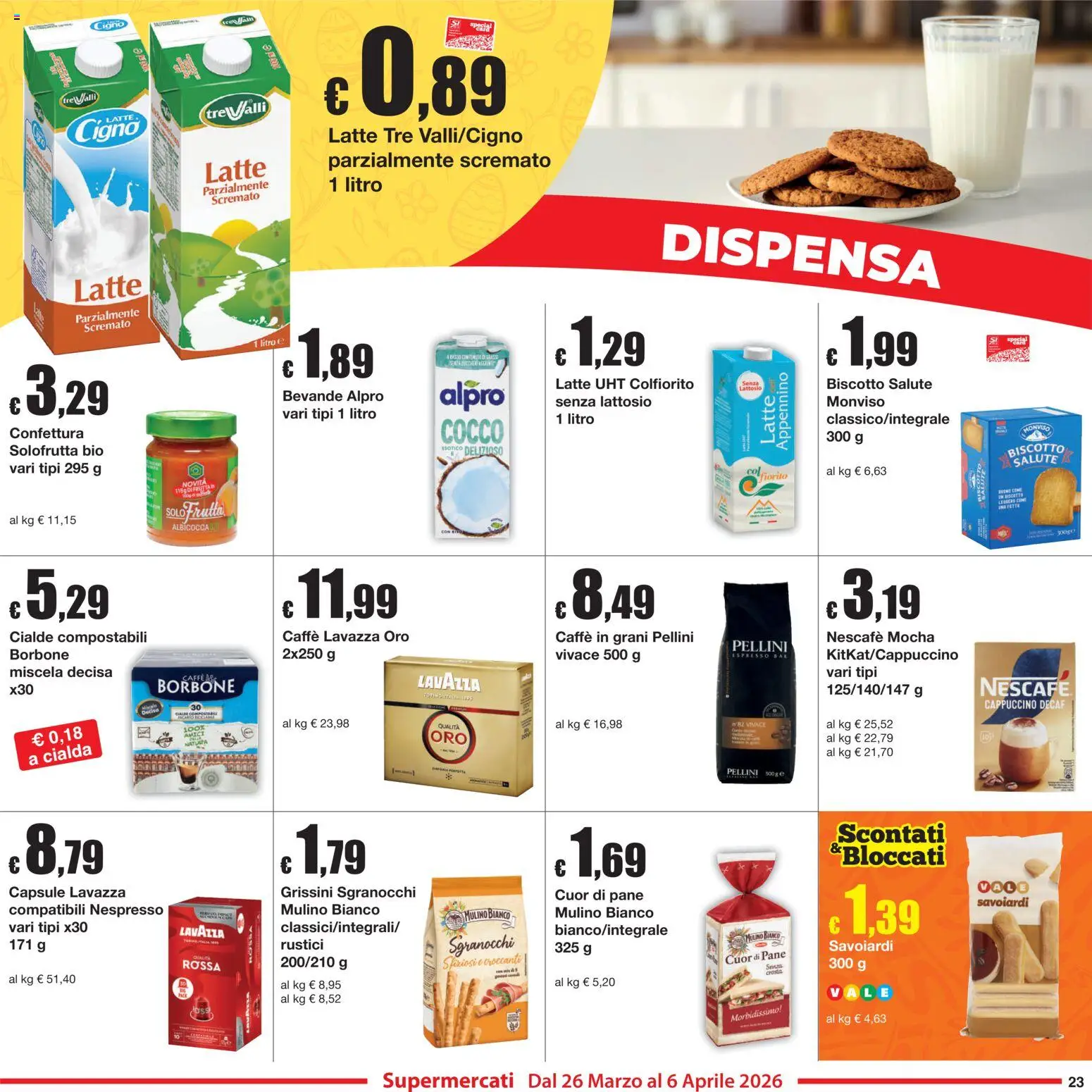 Volantino Sì con Te del 26.03.2026 | Pagina: 23 | Prodotti: Frutta, Cocco, Grissini, Lavazza