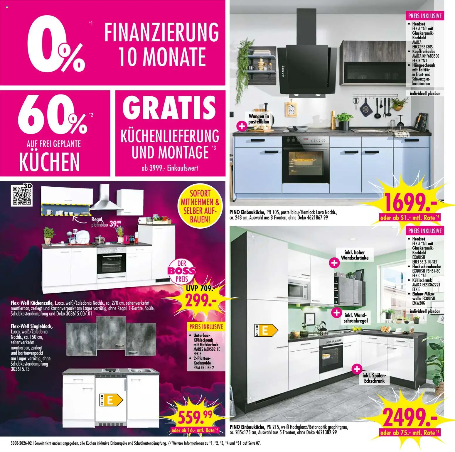 SB Möbel Boss Prospekt Mainz 	  – gültig ab 14.02.2026 | Seite: 2 | Produkte: Kühlschrank, Kochfeld, Hängeschrank, Kuchen