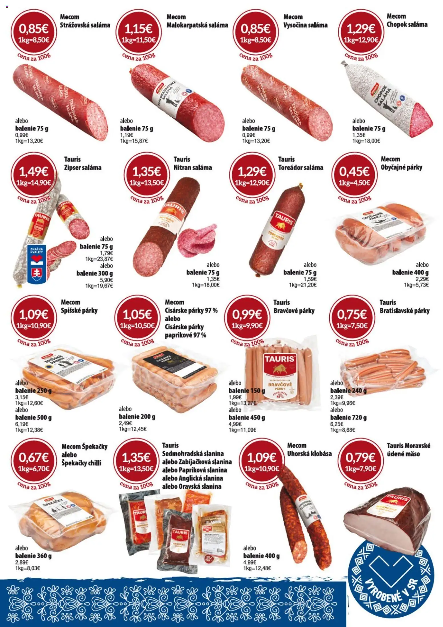 Nové KARMEN CBA akcie – leták je platný od 06.11.2025 | Strana: 3 | Produkty: Slanina, Klobása, Chilli, Párky