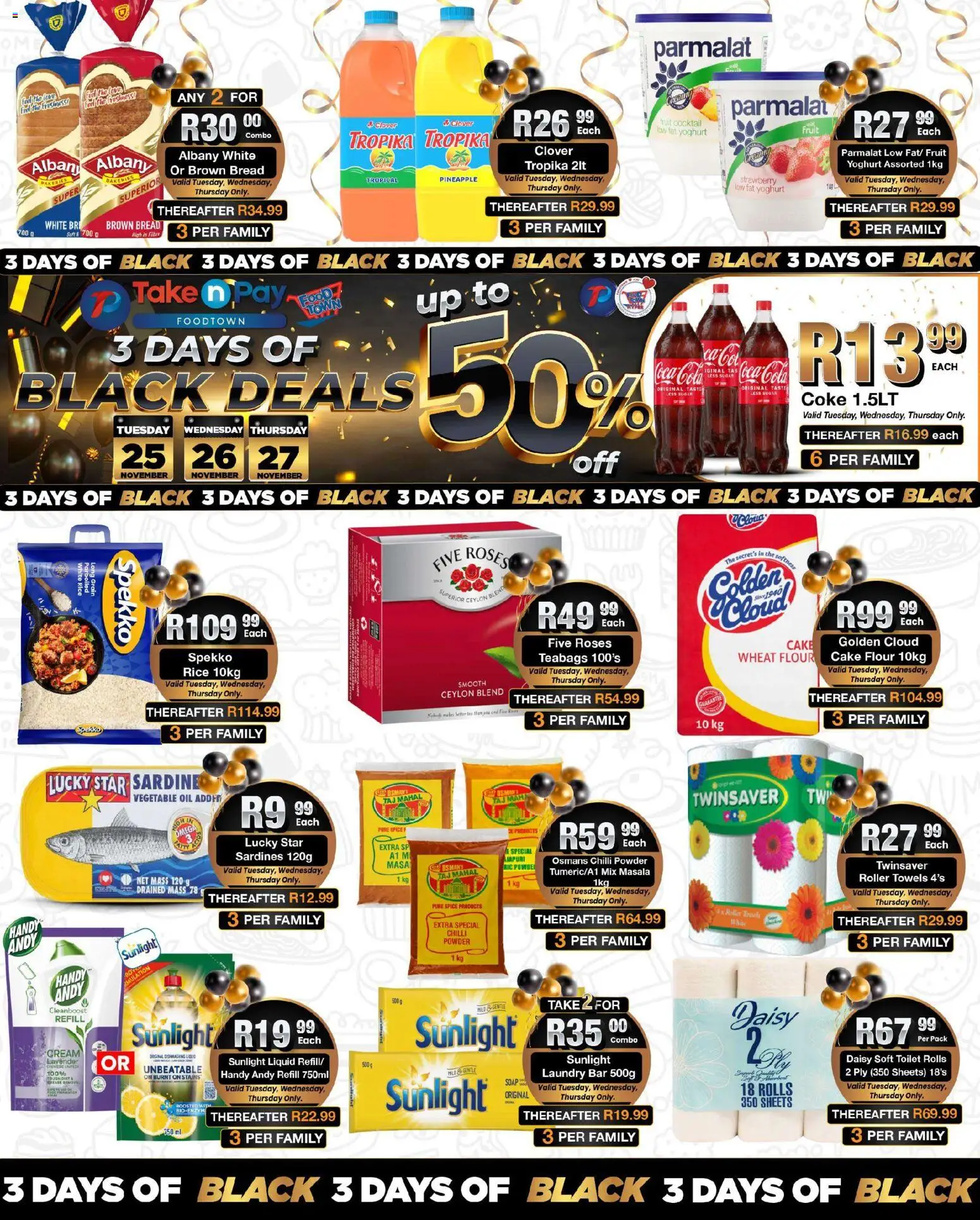 New Take n Pay catalogue – valid from 25.11.2025 | Page: 2 | Products: Soap, Sugar, Chilli, Dishwashing liquid