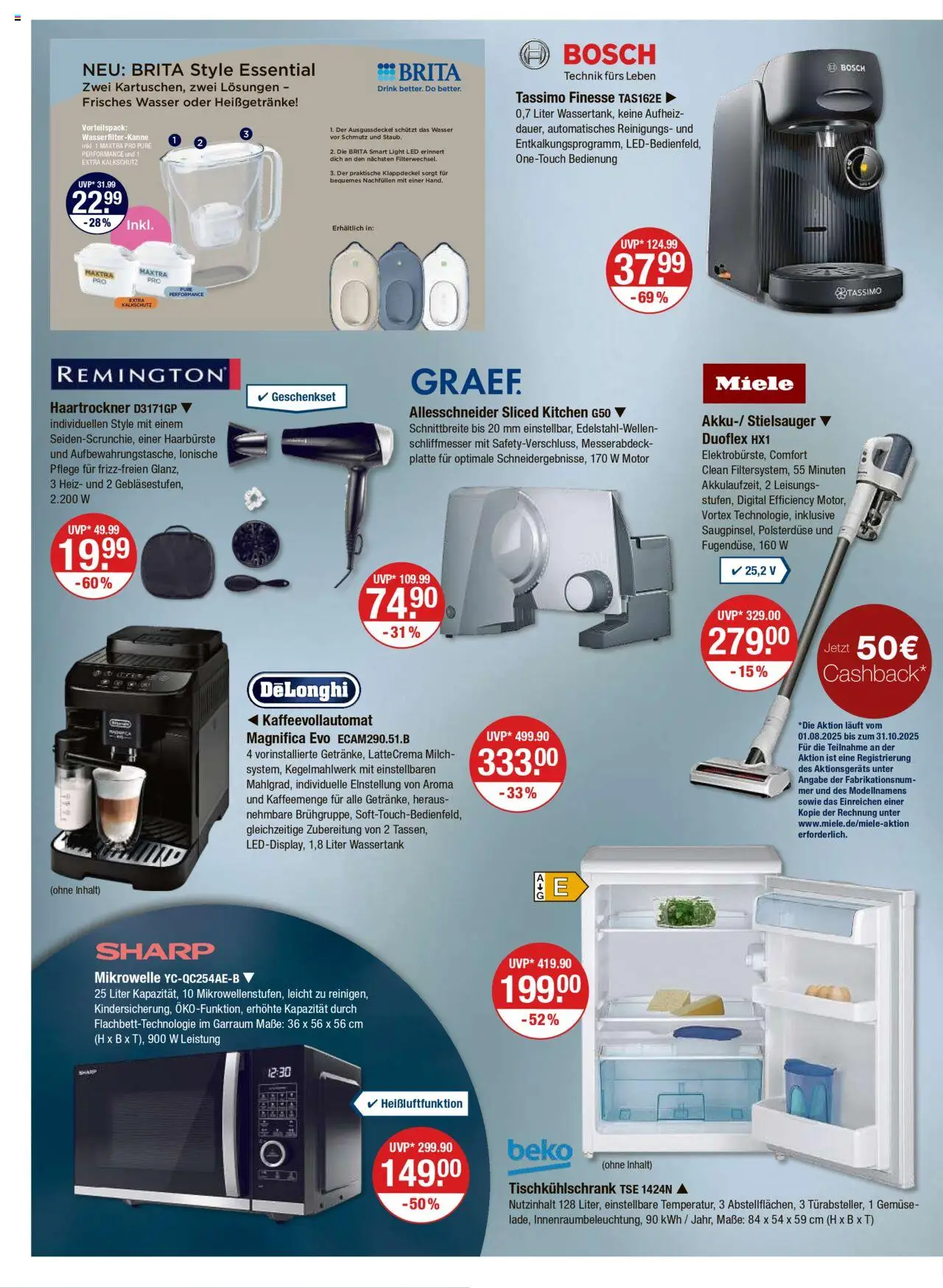 V-Markt - Hallertau / Oberpfalz – gültig ab 16.10.2025 | Seite: 18 | Produkte: Miele, Wasser, Kaffeevollautomat, Tassimo