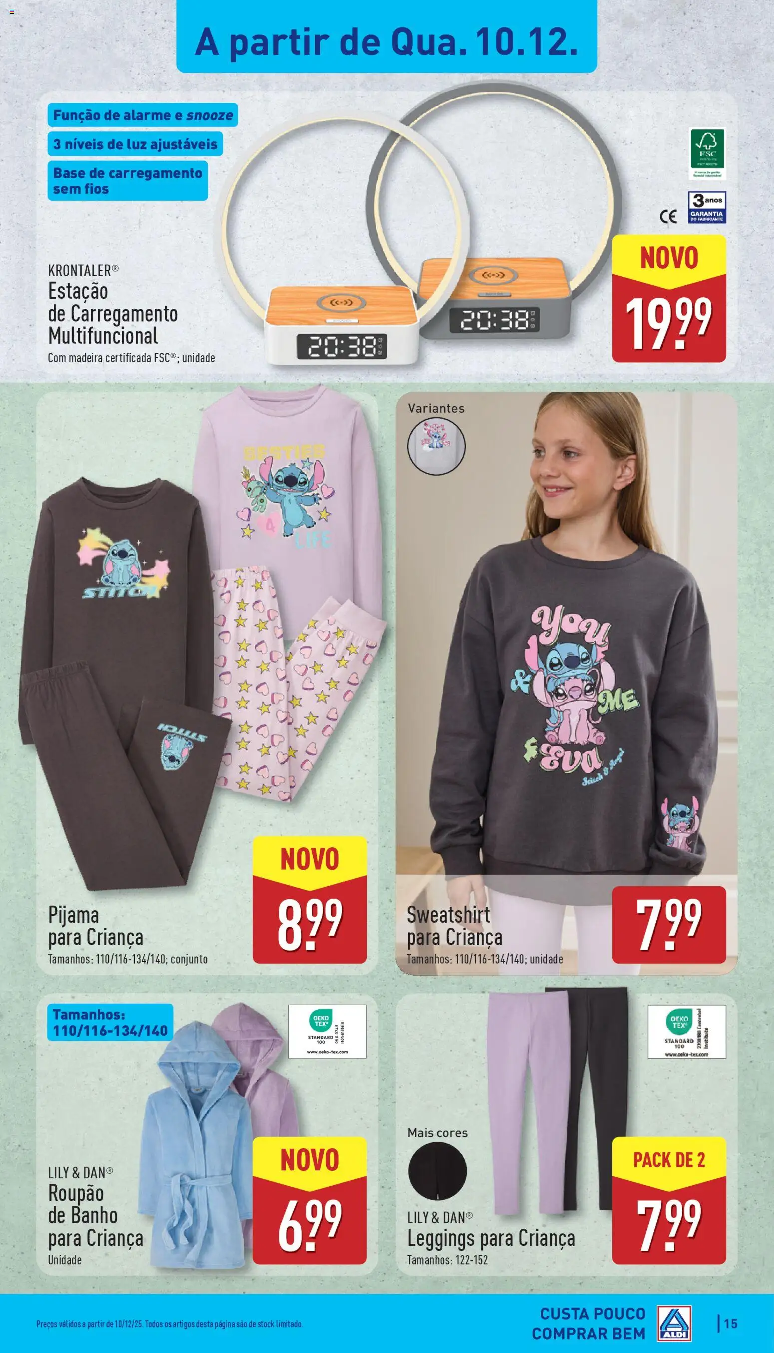 Aldi folheto │ válido de 08.12.2025 | Página: 15 | Produtos: Base, Banho, Leggings, Roupão
