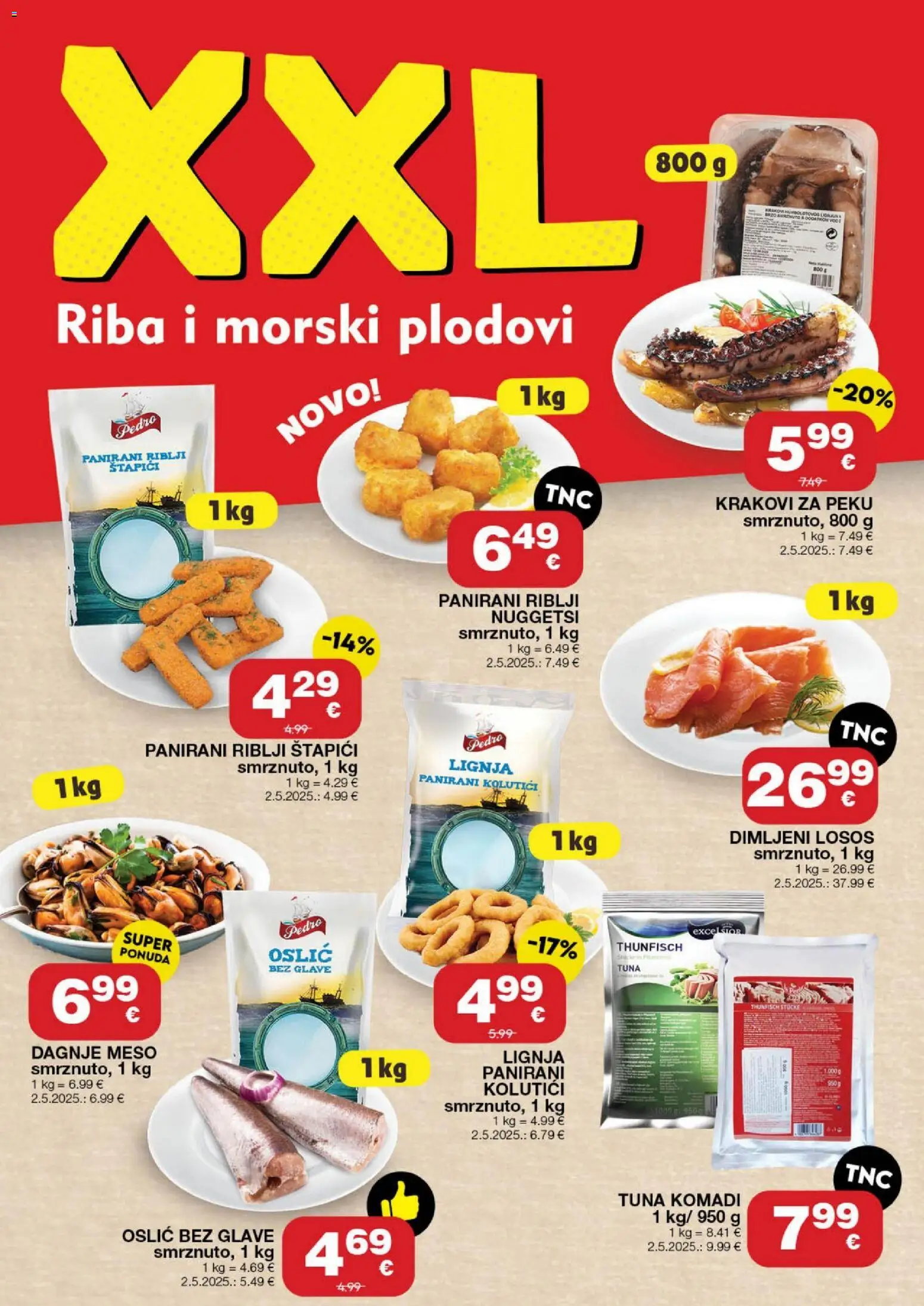 Stanić Diskont katalog | vrijedi od 19.02.2026 | Stranica: 8 | Proizvodi: Riblji štapići, Oslić, Tuna, Dagnje