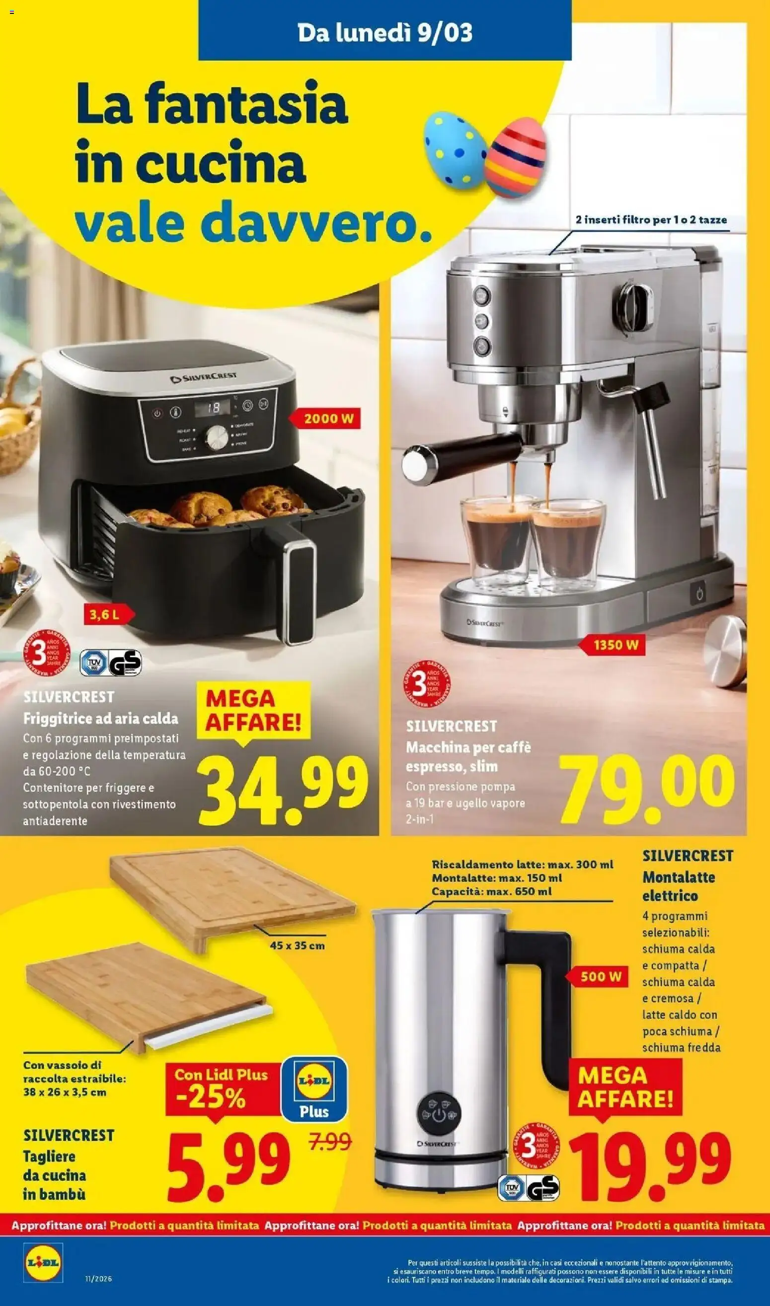 Volantino Lidl del 09.03.2026 | Pagina: 26 | Prodotti: Friggitrice ad aria, Caffè, Latte, Contenitore