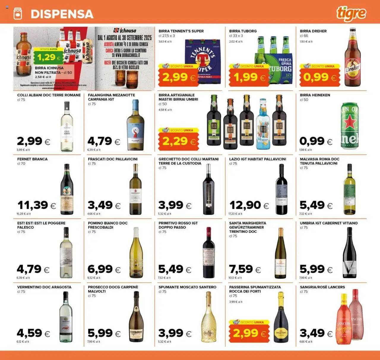 Volantino Tigre del 07.08.2025 | Pagina: 13 | Prodotti: Tennent's, Birra, Prosecco, Spumante