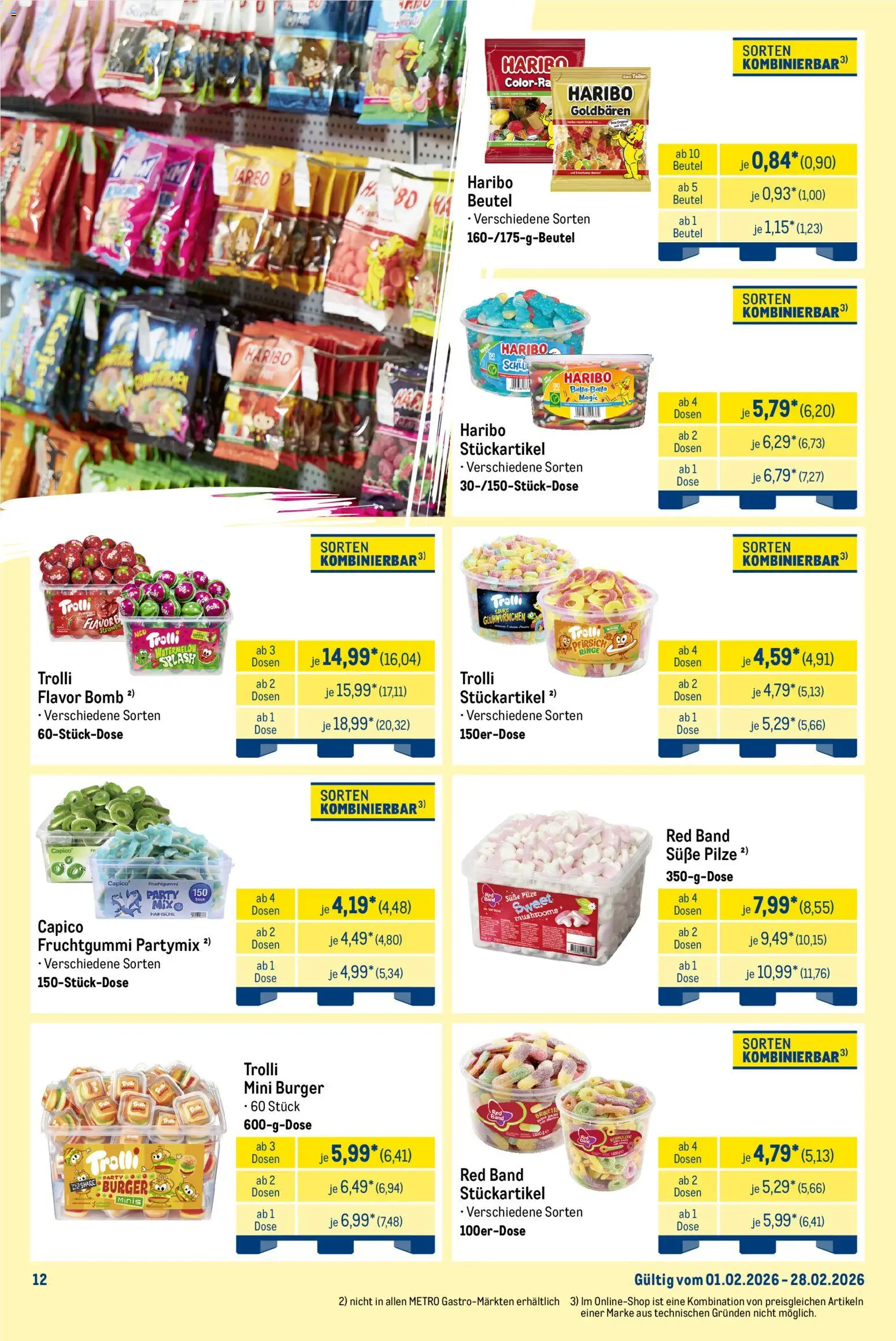 Metro  Monats-Mix – gültig ab 01.02.2026 | Seite: 12 | Produkte: Haribo, Burger, Pfirsich