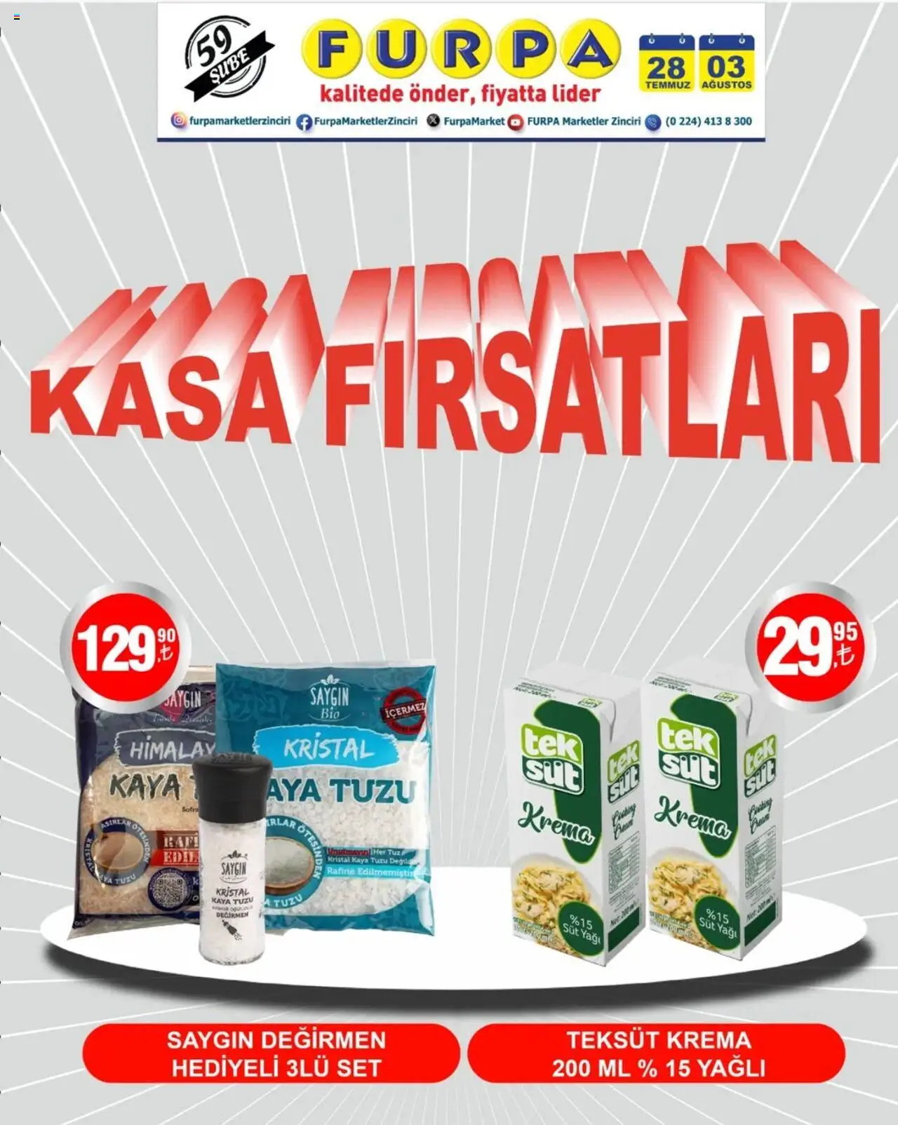 Furpa Kasa Fırsatları - 28.07.2025 tarihinden itibaren geçerlidir | Sayfa: 1 | Ürünler: Süt, Krema, Tuz, Kasa
