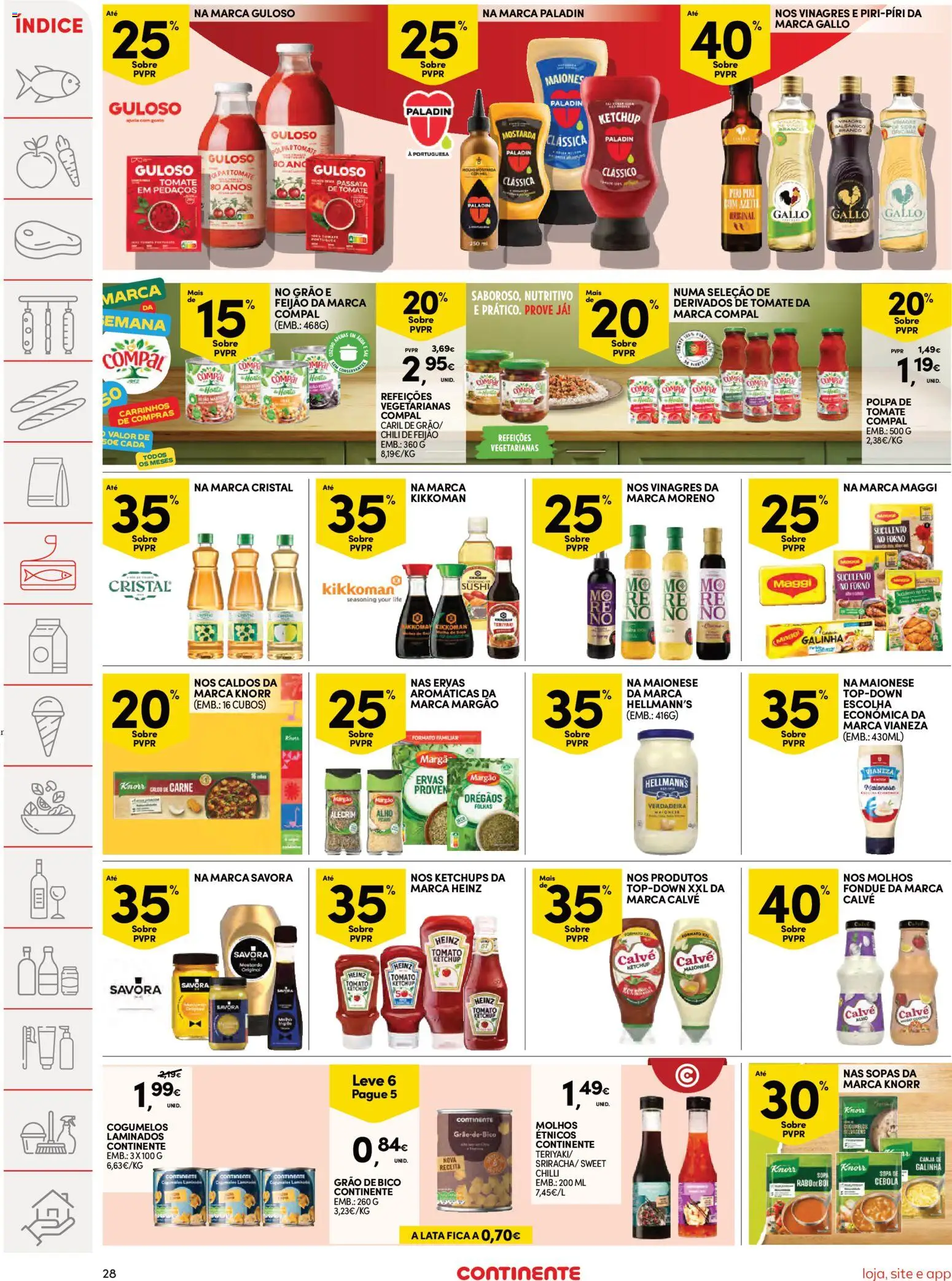 Continente Semanal Continente Bom Dia │ válido de 24.03.2026 | Página: 28 | Produtos: Vinagre, Forno, Sopa, Maionese