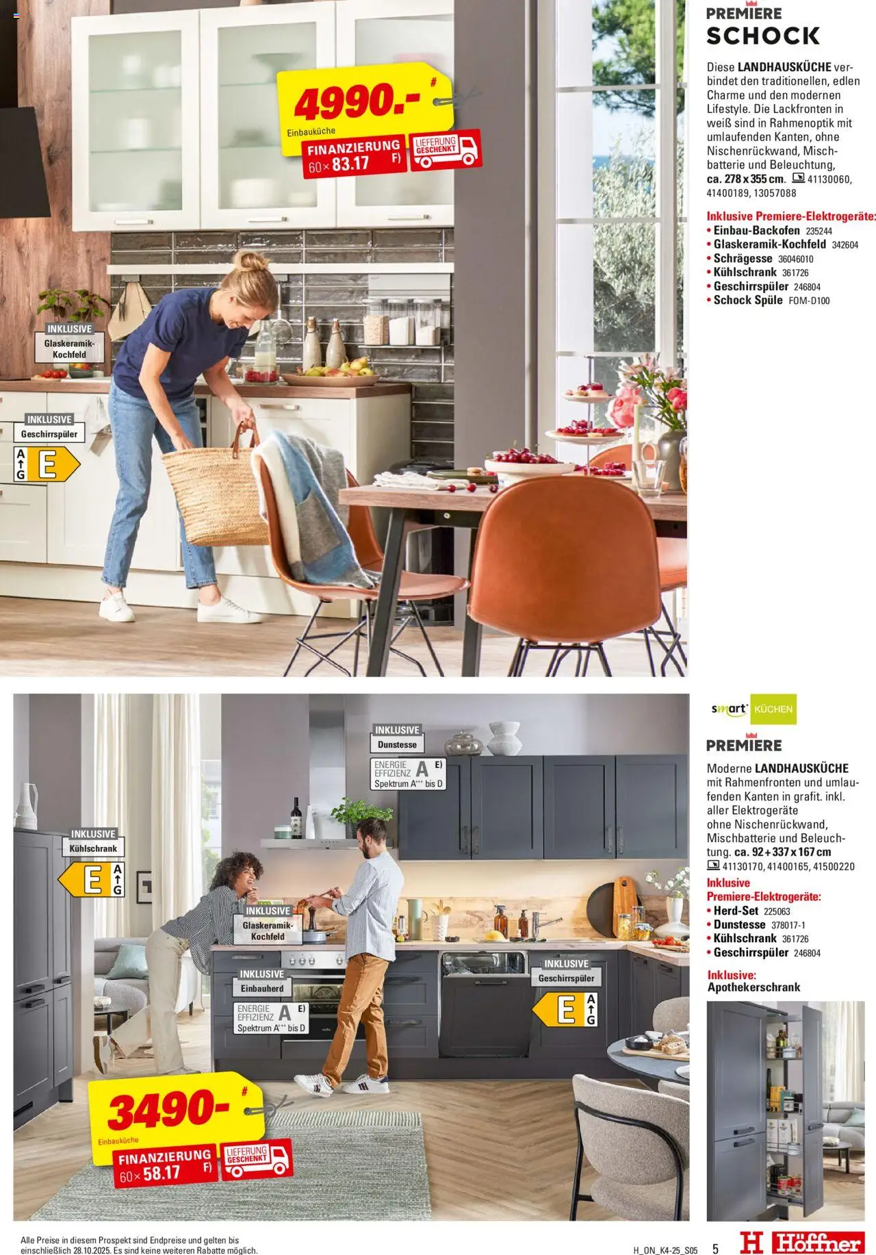 Höffner Küchen Spezial – gültig ab 15.10.2025 | Seite: 5 | Produkte: Einbauküche, Kühlschrank, Kochfeld, Kuchen