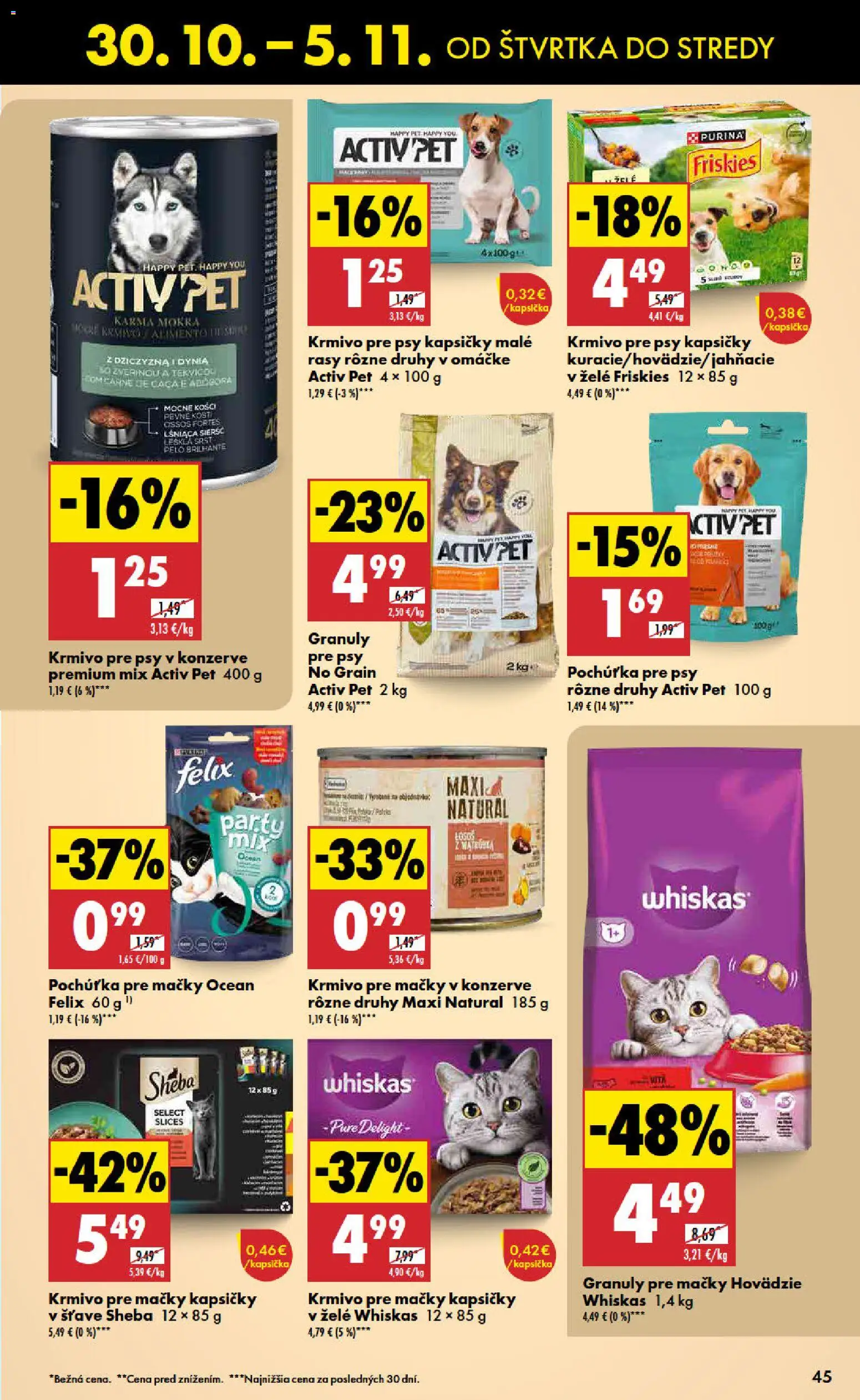 Nové Biedronka akcie – leták je platný od 30.10.2025 | Strana: 45 | Produkty: Felix, Friskies, Whiskas