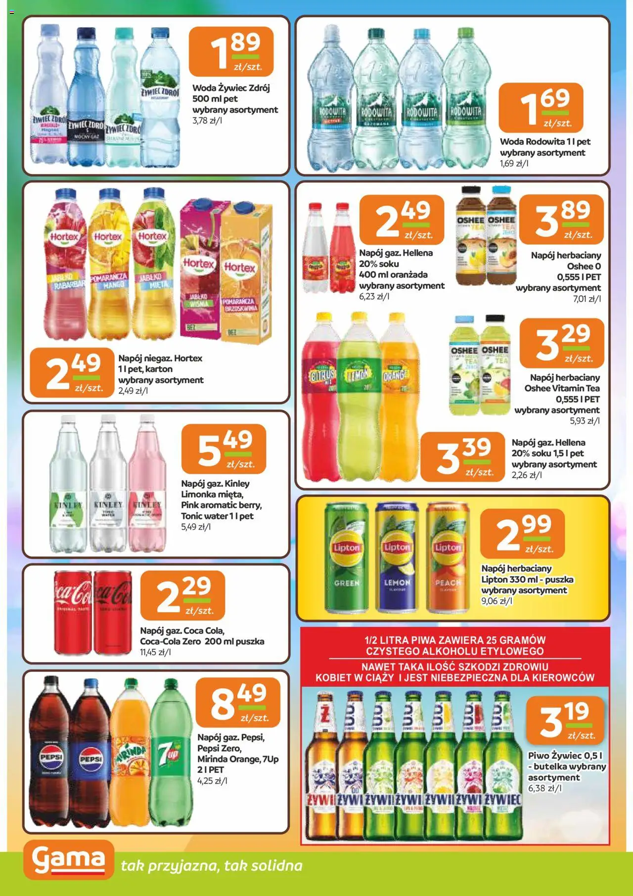 Gama Gazetka od 07.08.2025 | Strona: 10 | Produkty: Mango, Brzoskwinia, Woda żywiec, Piwo