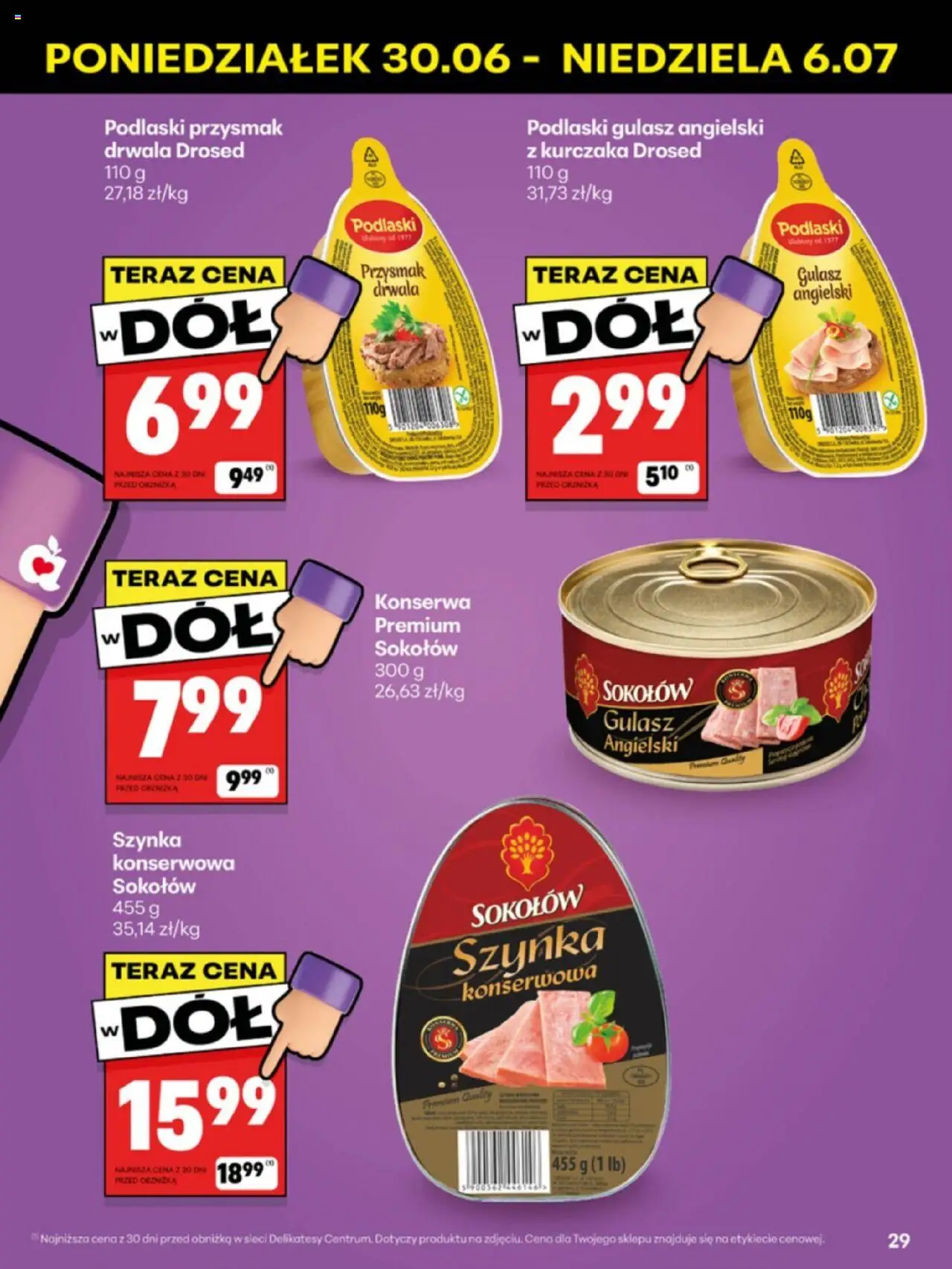 Delikatesy Centrum Gazetka - Sklepy Własne od 30.06.2025 | Strona: 29 | Produkty: Szynka, Delikatesy, Gulasz angielski, Gulasz