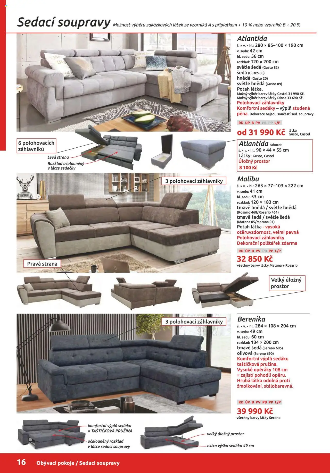 ORFA nábytek katalog 2025-2026 od 01.10.2025 | Strana: 16 | Produkty: Taburet, Malibu, Barvy, Sedačky