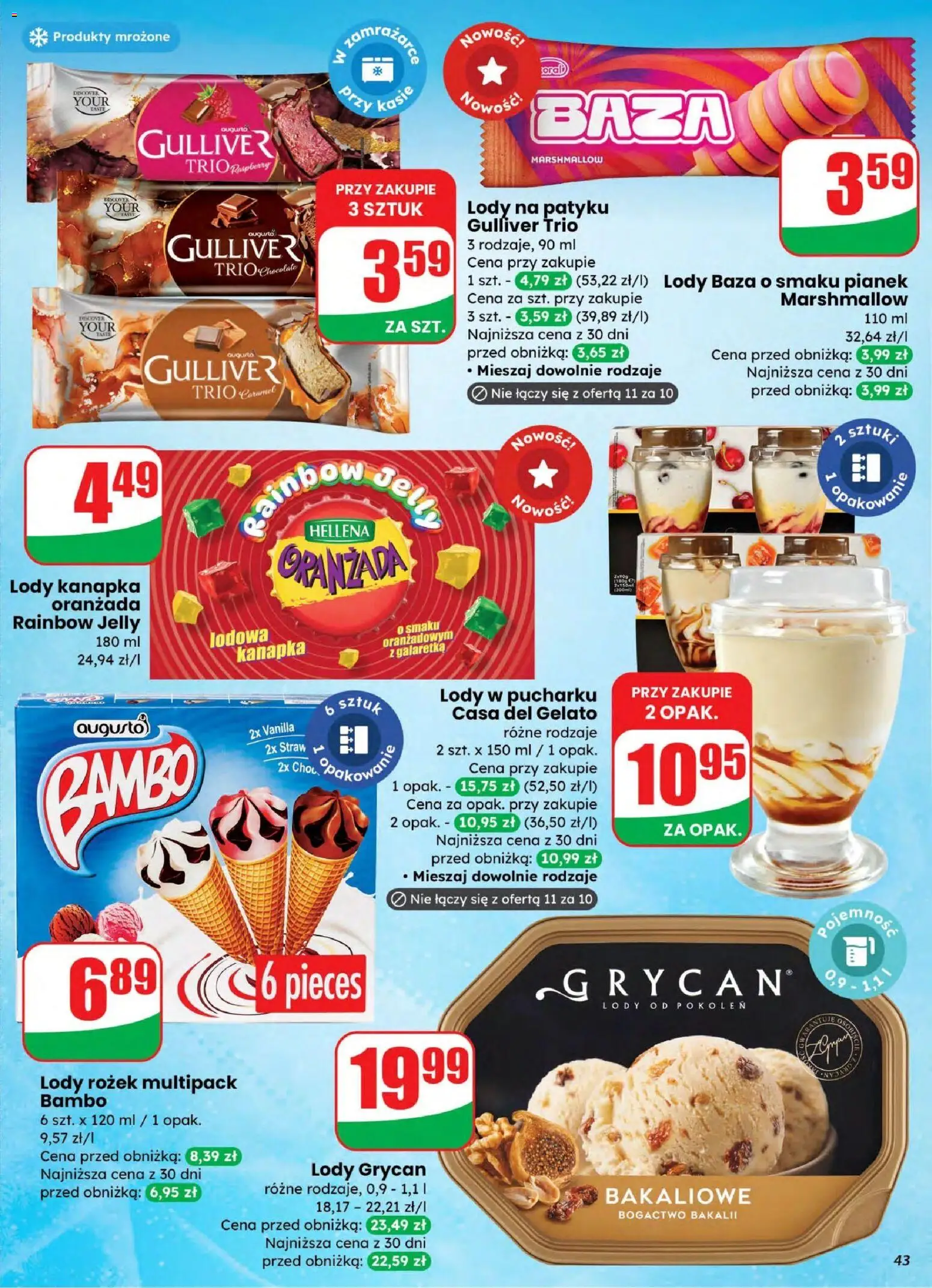 Dino gazetka od 04.03.2026 | Strona: 43 | Produkty: Galaretka, Lody Grycan, Lody na patyku, Lody