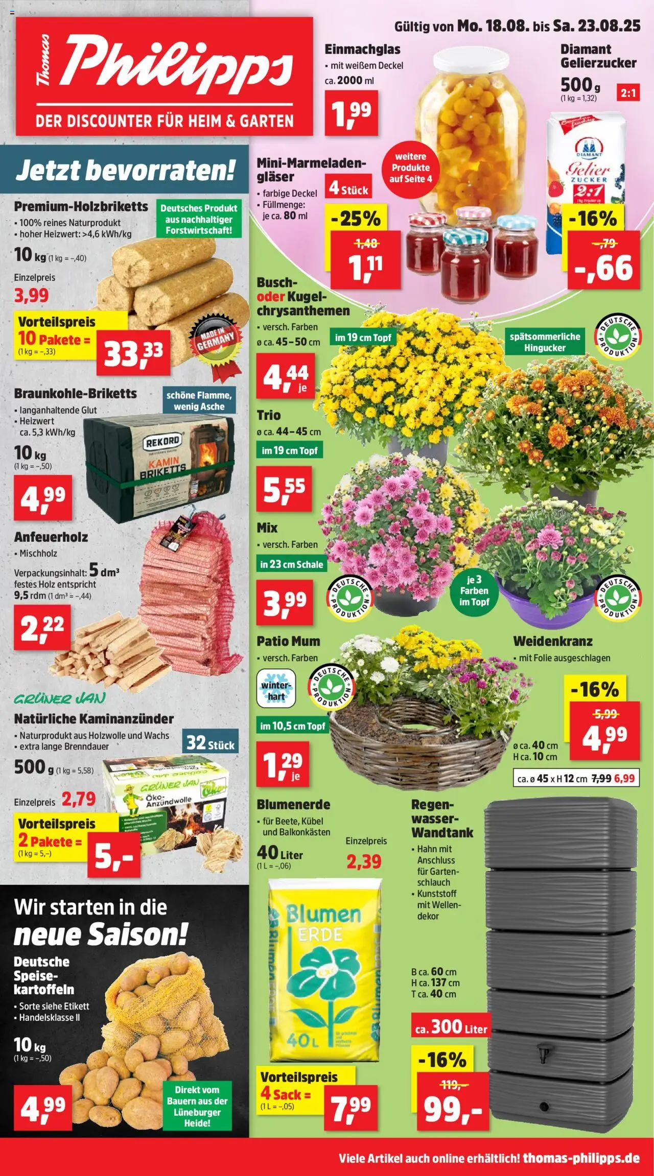 Thomas Philipps Prospekt - gültig ab dem 18.08.2025 | Seite: 1 | Produkte: Gelierzucker, Blumen, Blumenerde, Wasser