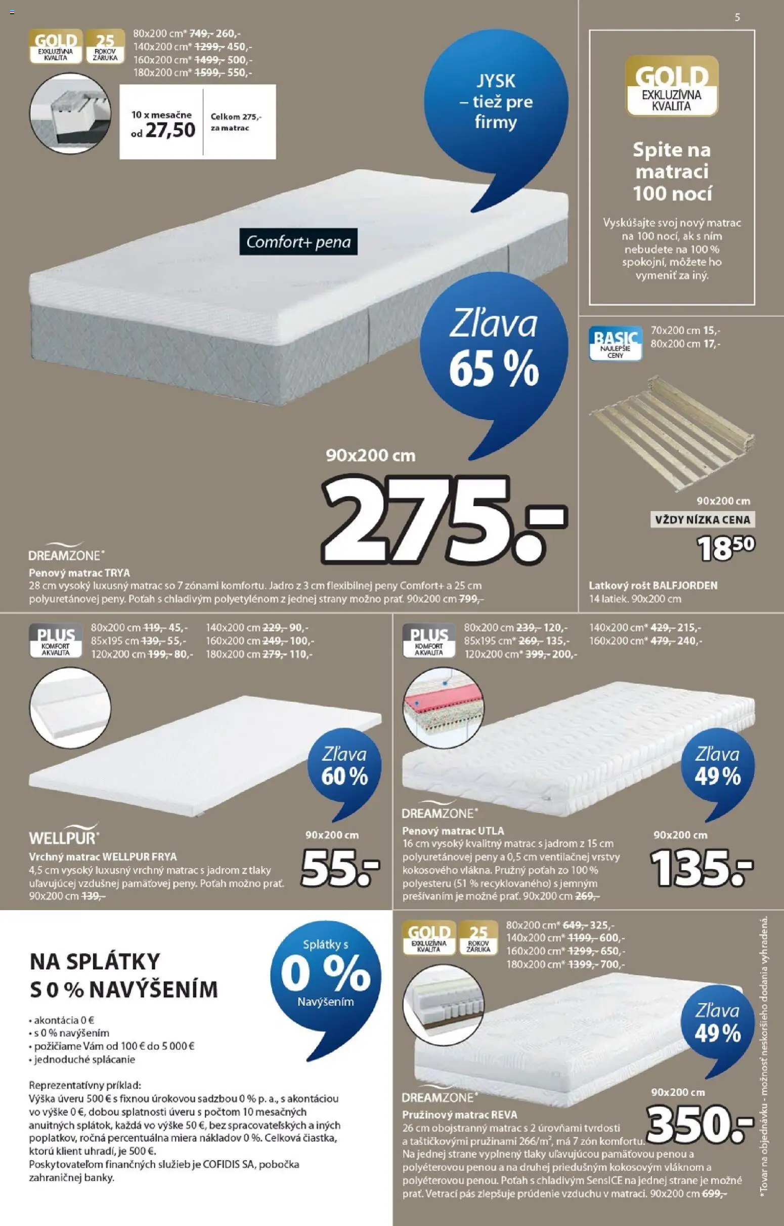 Nové JYSK akcie – leták je platný od 18.02.2026 | Strana: 5 | Produkty: Matrac, Pás, Vrchný matrac, Rošt