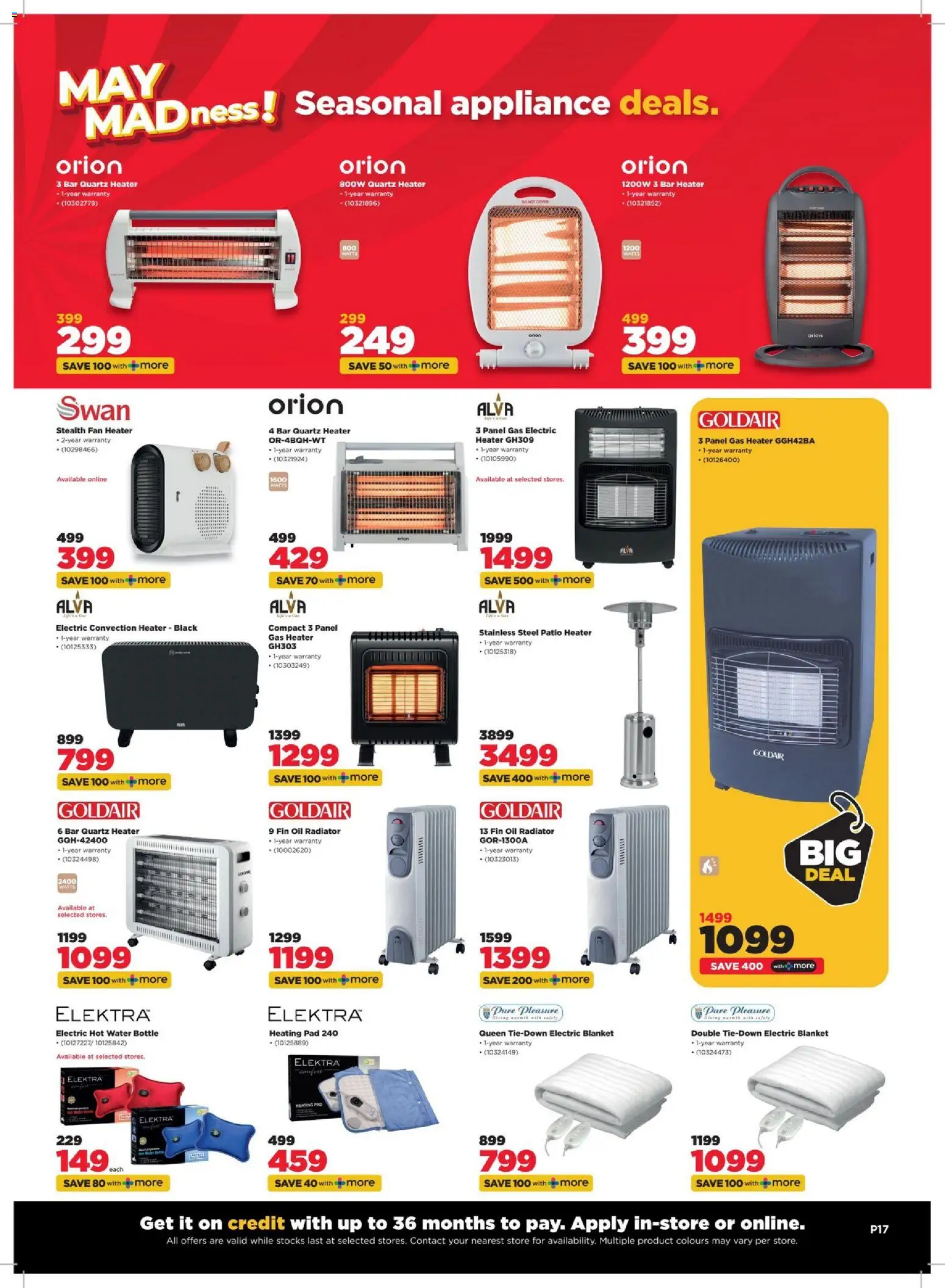 New HiFi Corp catalogue – valid from 29.04.2026 | Page: 17 | Products: Fan, Fan heater, Blanket, Bar heater