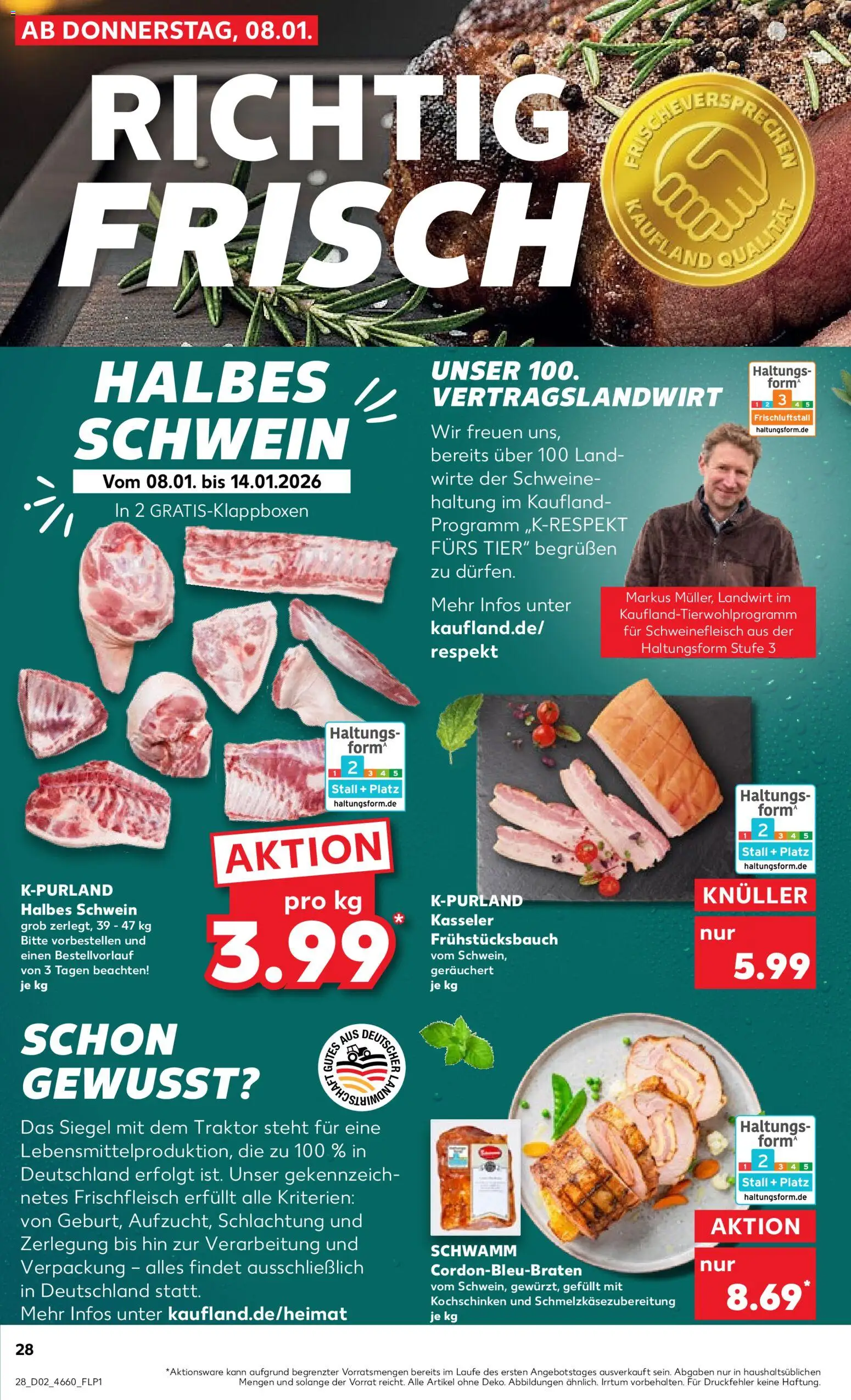Kaufland prospekt Frankfurt (Oder)	 – gültig ab 08.01.2026 | Seite: 28 | Produkte: Schweinefleisch