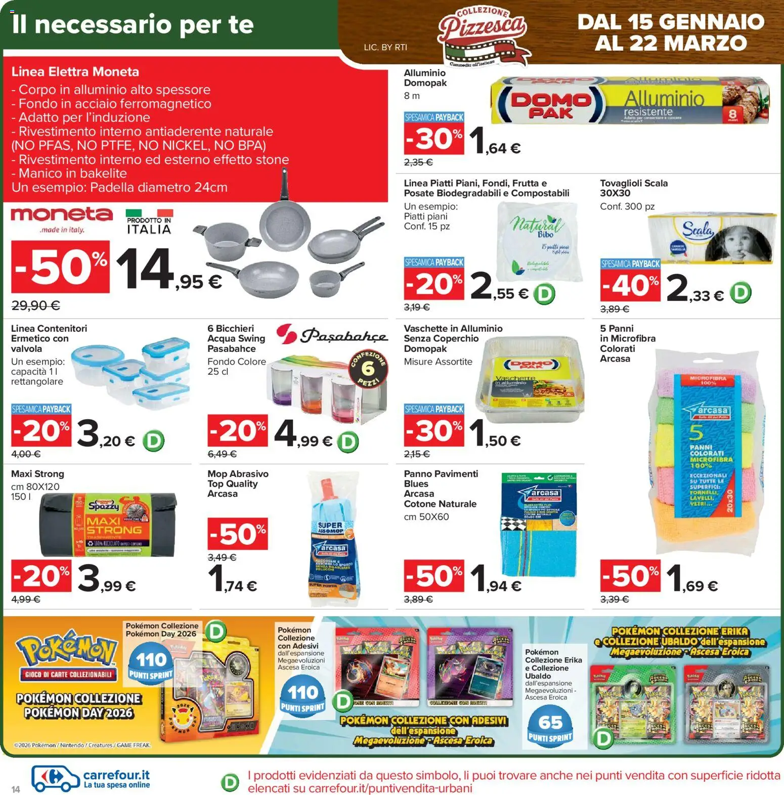 Volantino Carrefour del 17.02.2026 | Pagina: 14 | Prodotti: Tè, Top, Gioco, Padella