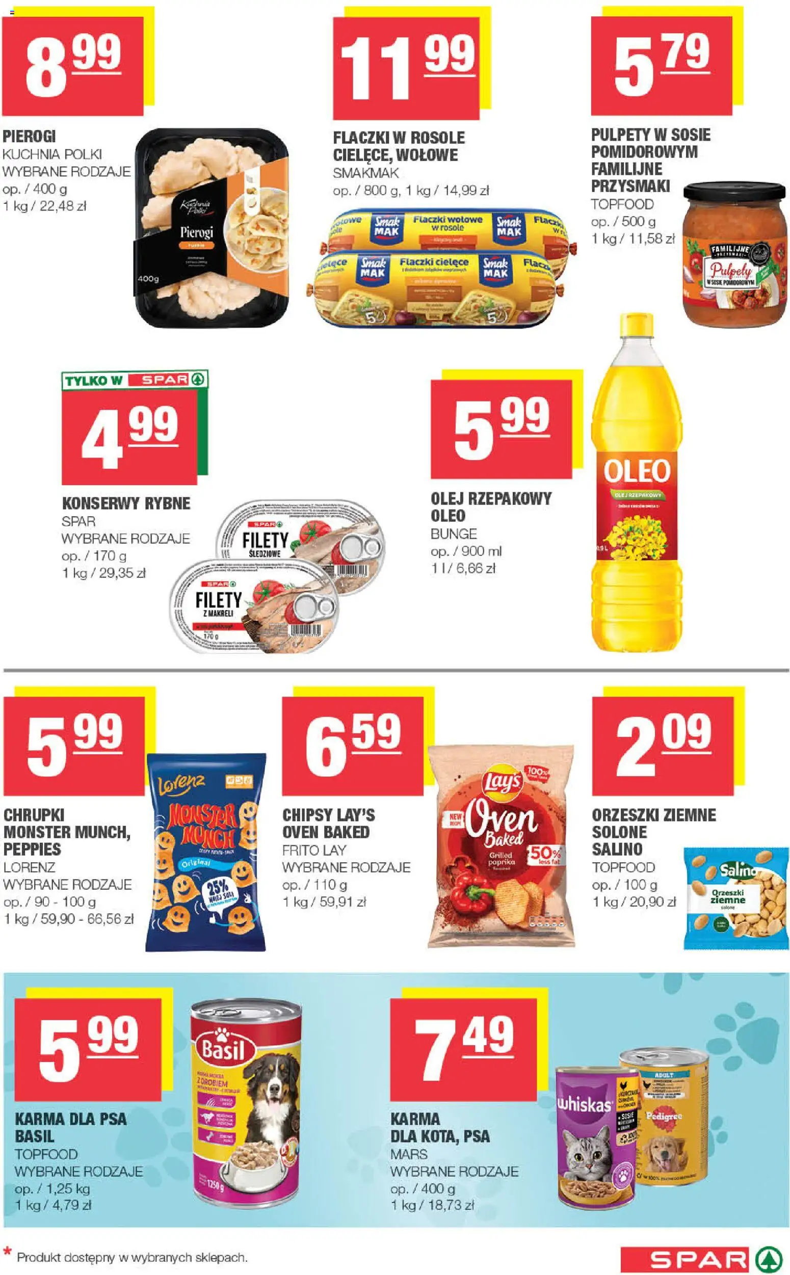 Spar gazetka od 08.04.2026 | Strona: 5 | Produkty: Chipsy, Pierogi, Pedigree, Olej
