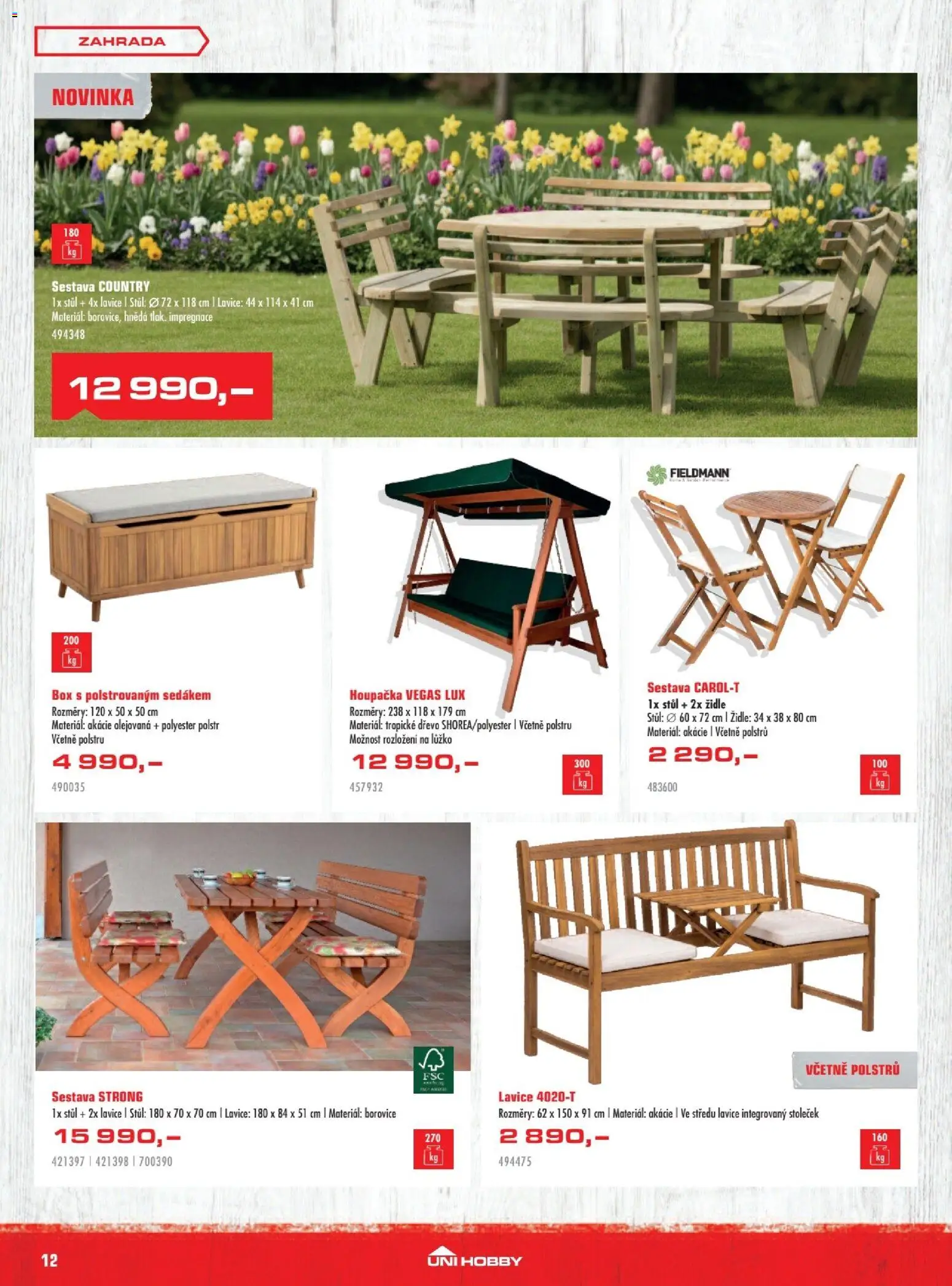 Uni Hobby leták od 05.03.2026 | Strana: 12 | Produkty: Box, Houpačka, Stůl, Lavice