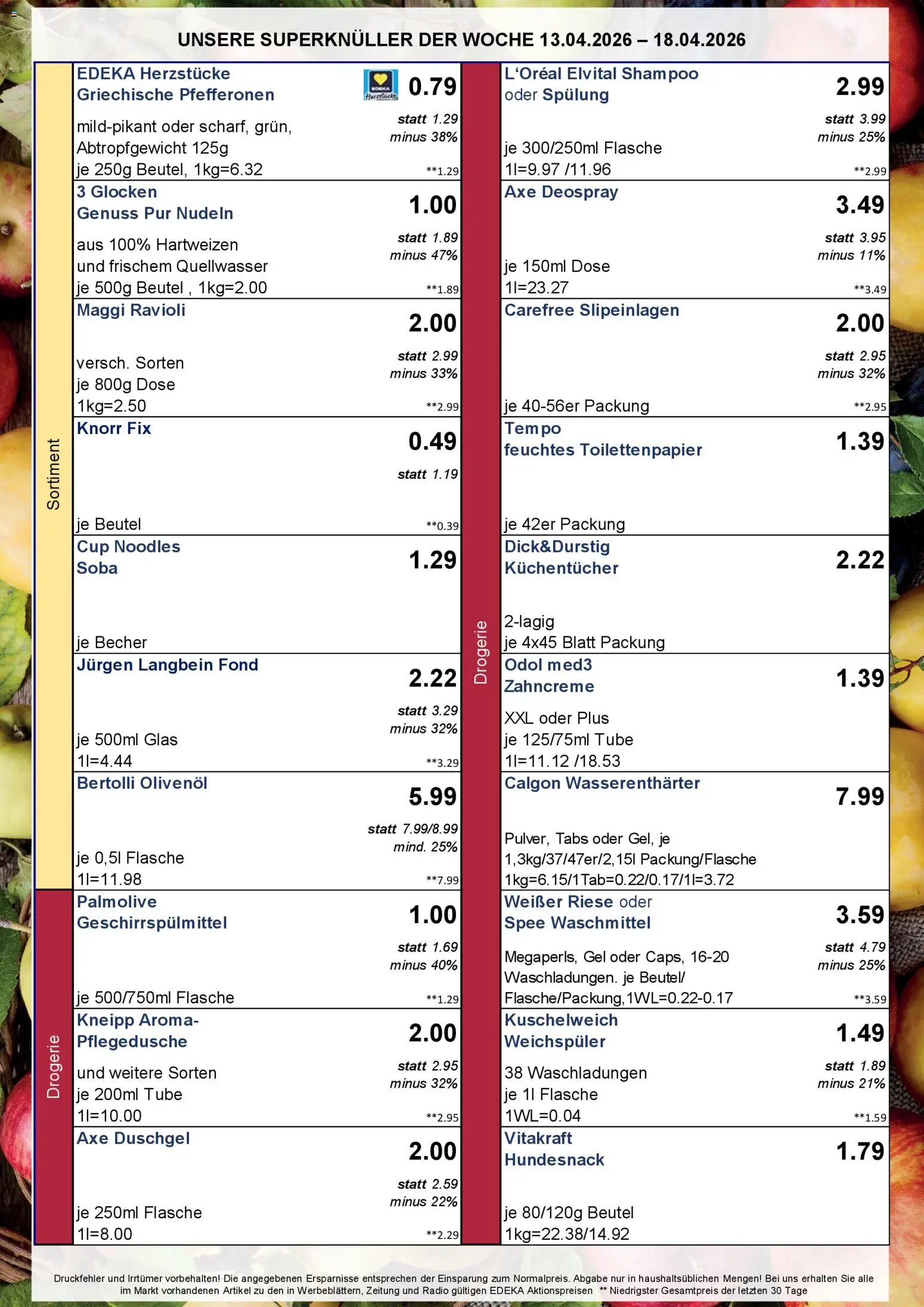 Simmel Bayern – gültig ab 13.04.2026 | Seite: 3 | Produkte: Olivenol, Knorr, Duschgel, Geschirrspülmittel