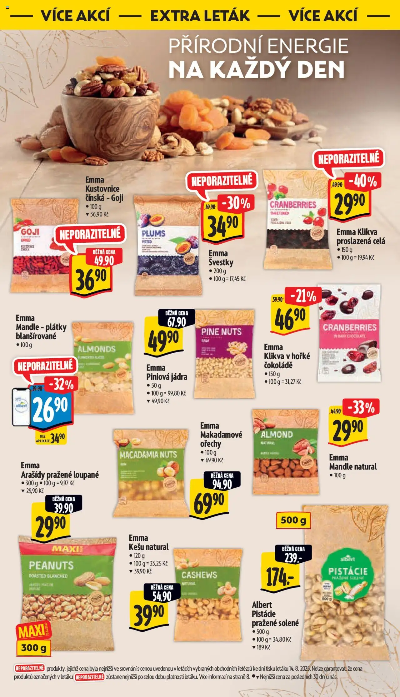 Albert leták - Supermarket od 20.08.2025 | Strana: 38 | Produkty: Kešu, Švestky, Goji, Arašídy