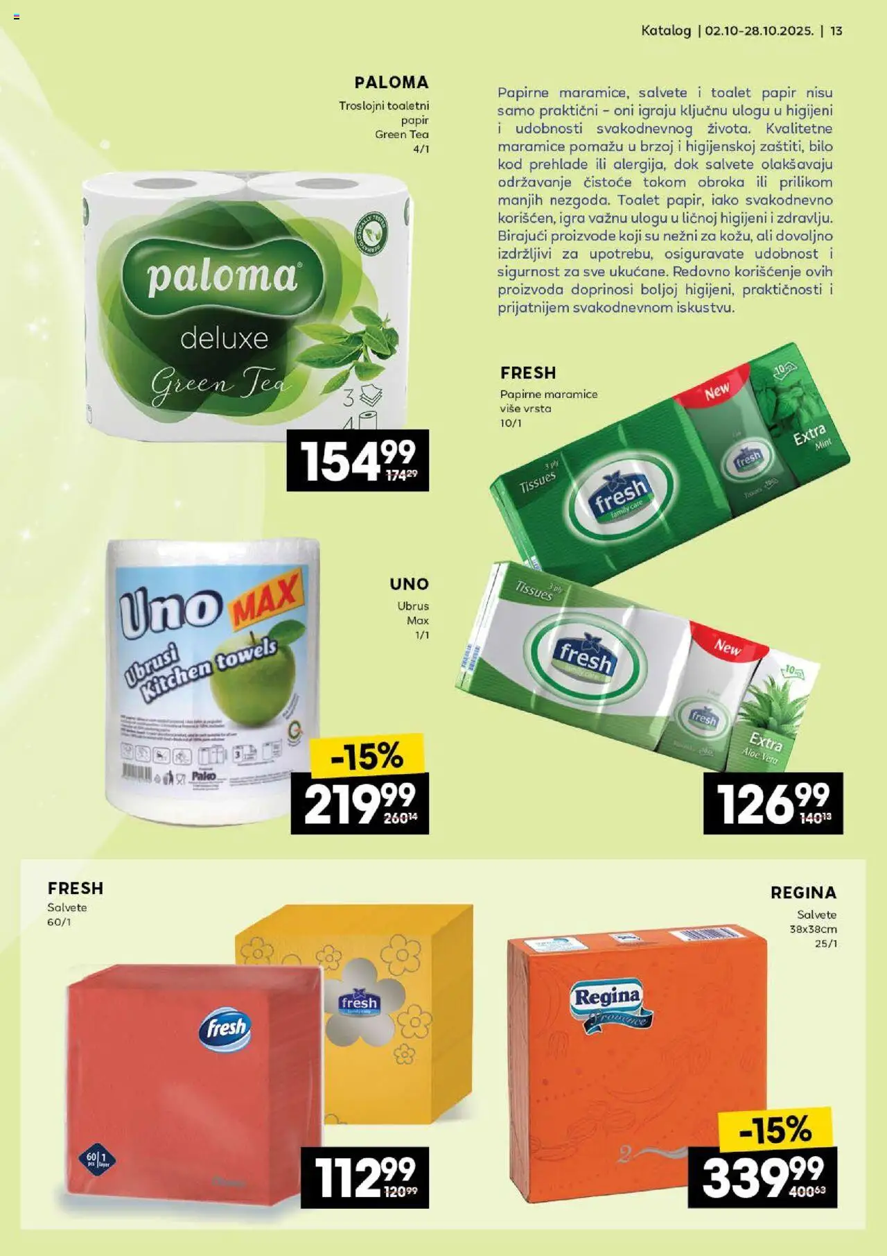 Roda katalog - važi od 02.10.2025 | Strana: 13 | Proizvode: Toalet papir, Salvete, Ubrus