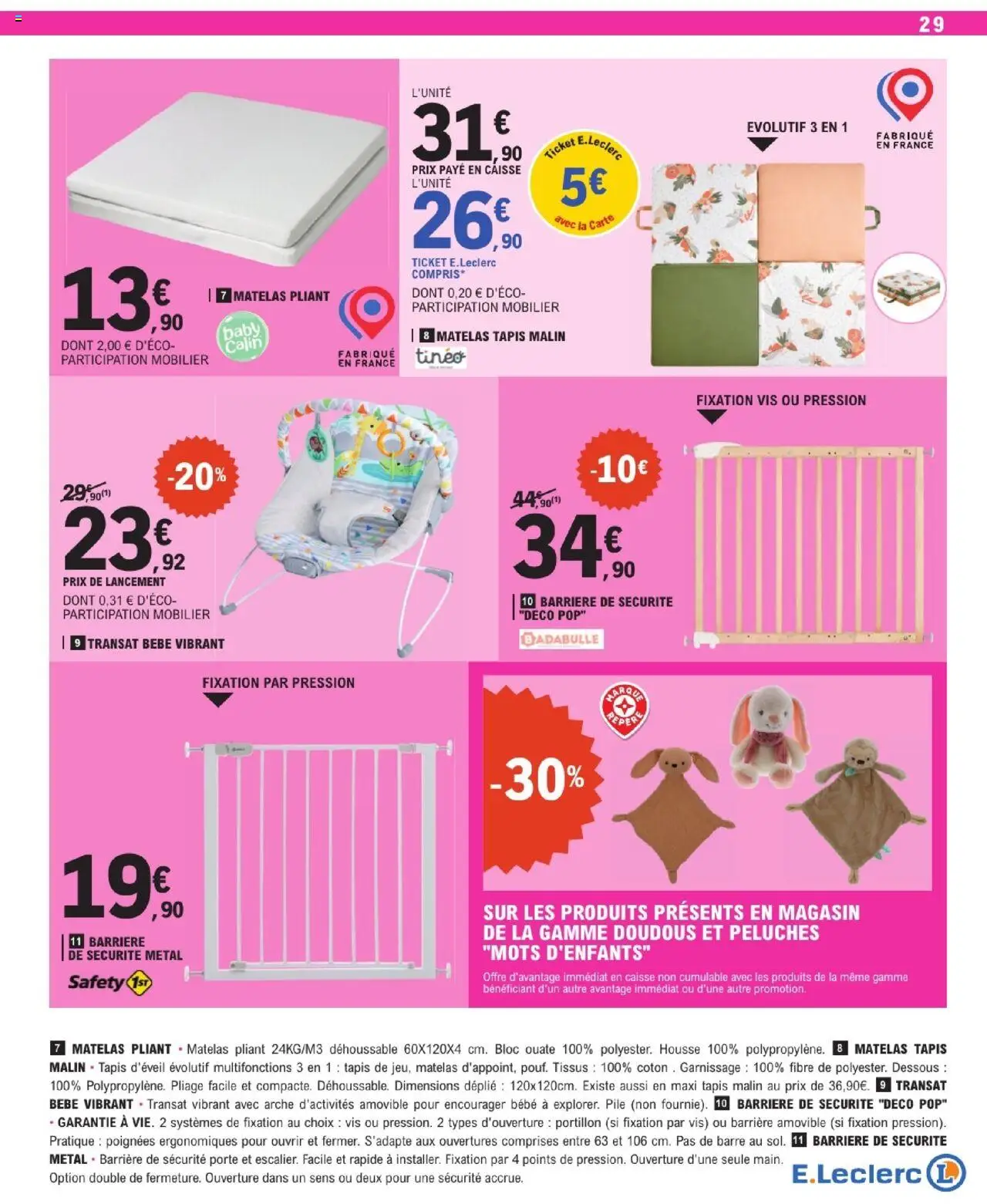  | Page: 29 | Produits: Porte, Matelas, Tapis, Barrière de sécurité