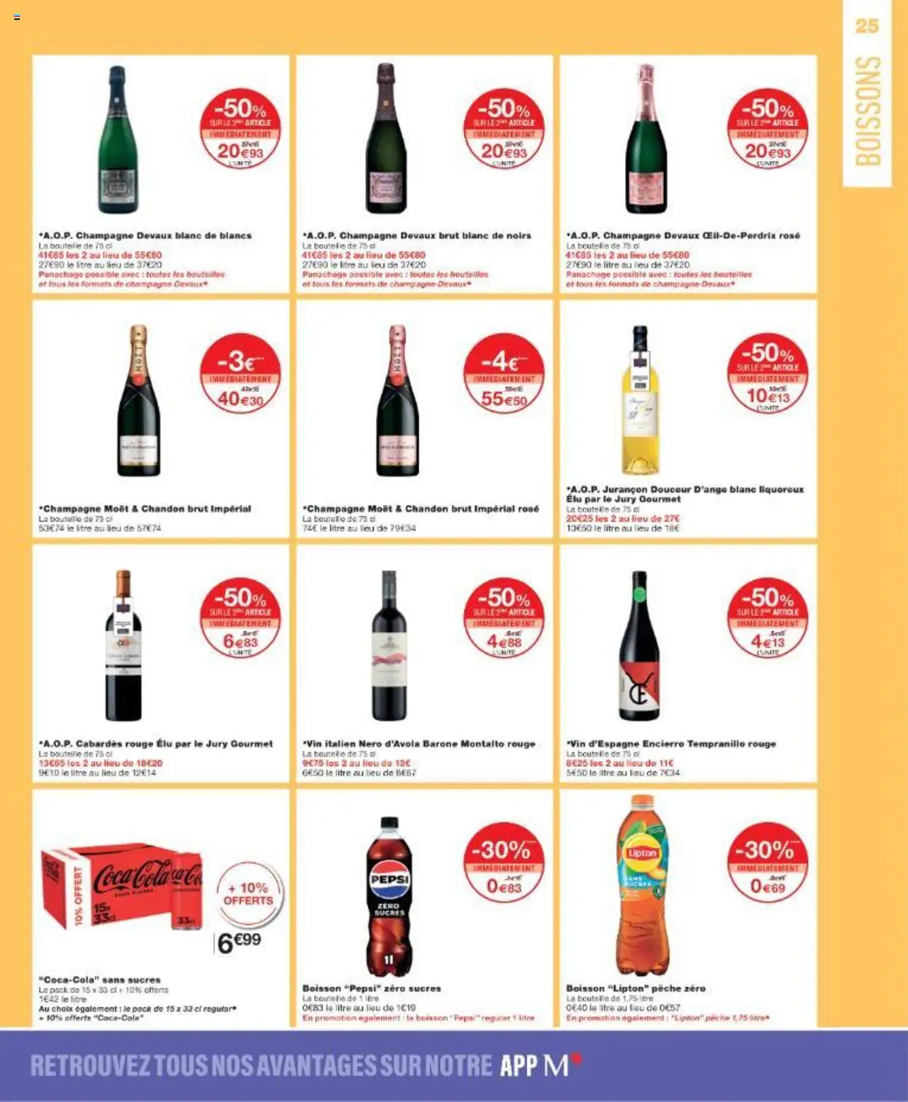 | Page: 25 | Produits: Pêche, Champagne, Coca cola, Vin