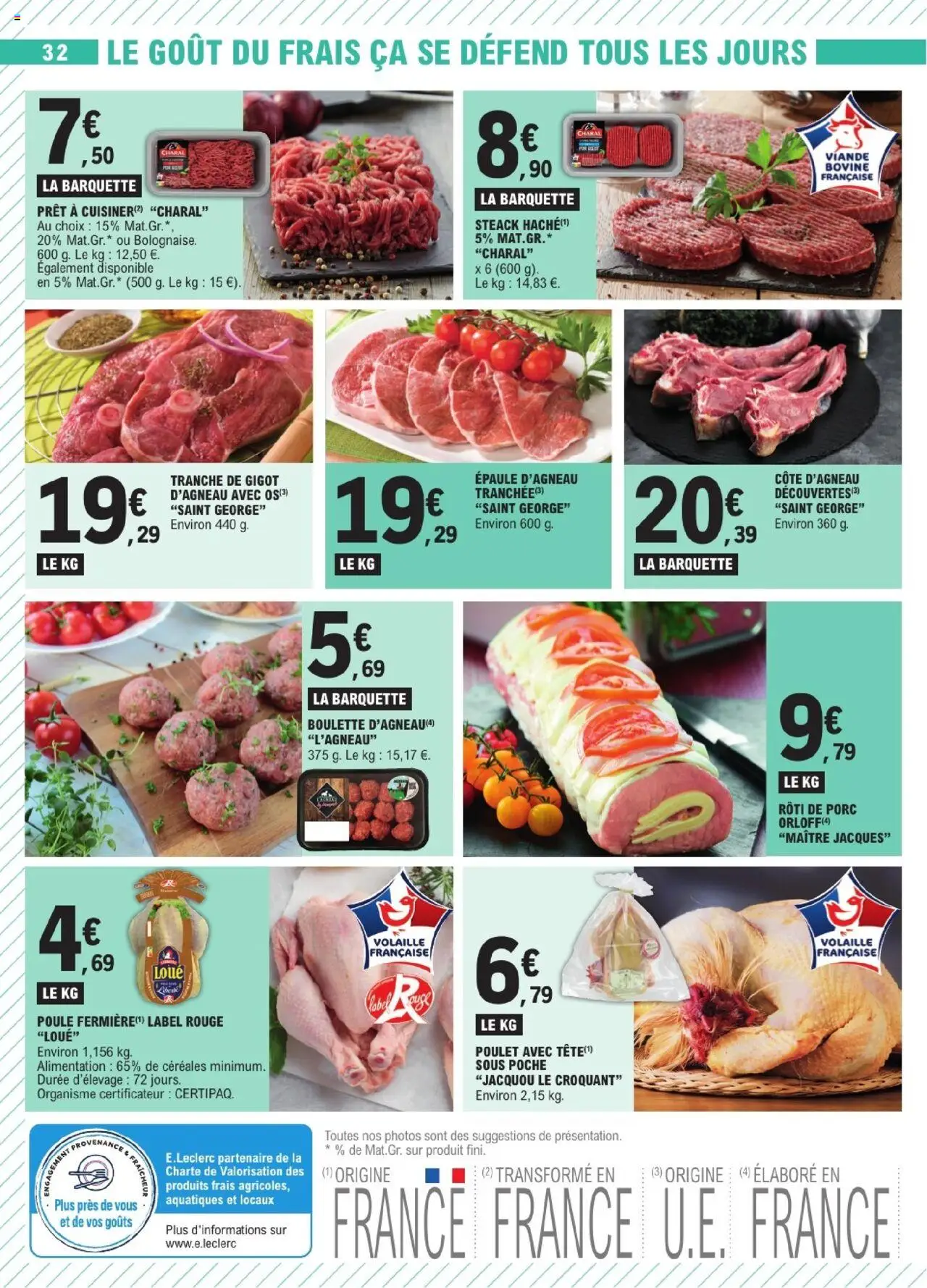 {H1} | Page: 32 | Produits: Épaule d'agneau, Viande, Céréales, Viande bovine