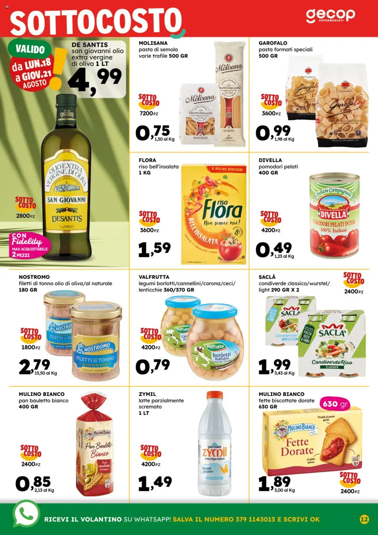 Volantino GECOP del 11.08.2025 | Pagina: 12 | Prodotti: Riso, Latte, Olio, Pomodori